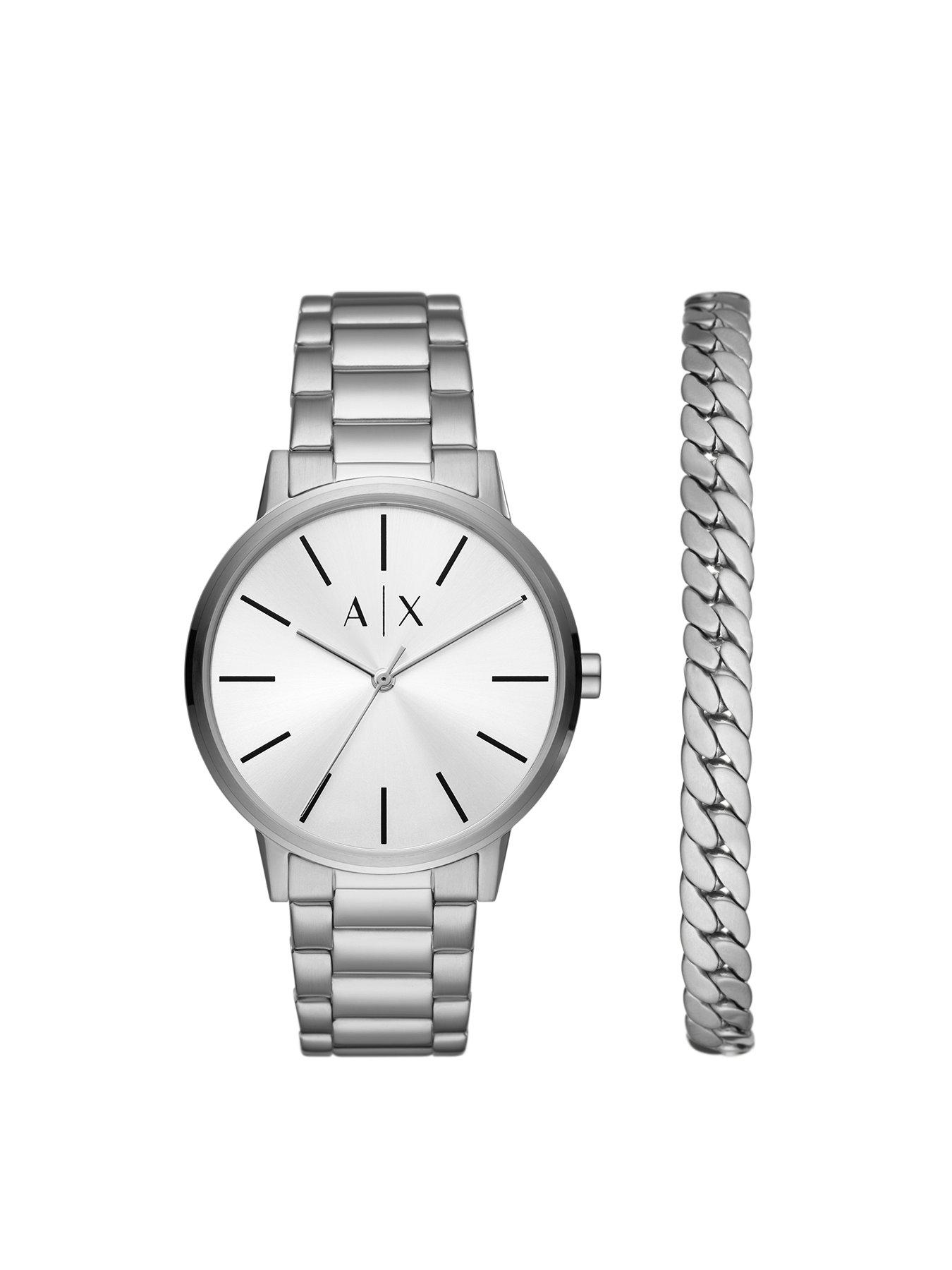 Product photograph of Armani Exchange Men S 3-hand Stainless Steel Watch from very.co.uk