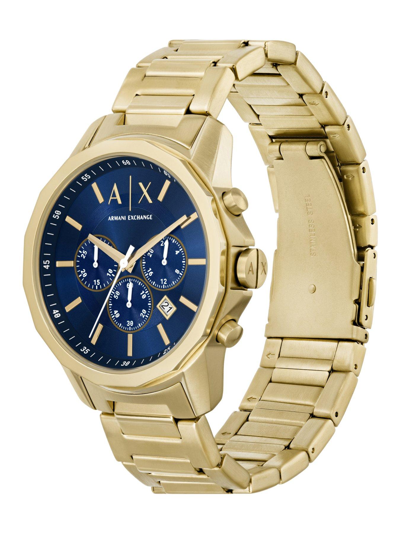 Armani Exchange Mens AX2095 Gold Tone St Steel Black retailer Dial Chronograph Watch