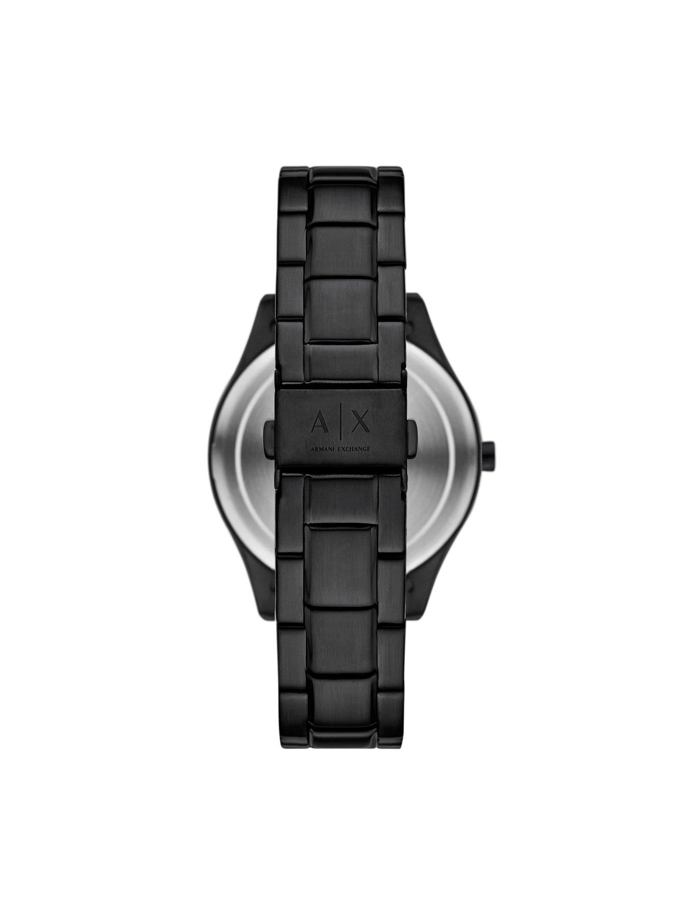 Image 3 of 6 of Armani Exchange Multifunction Black Stainless Steel Watch and Necklace Set