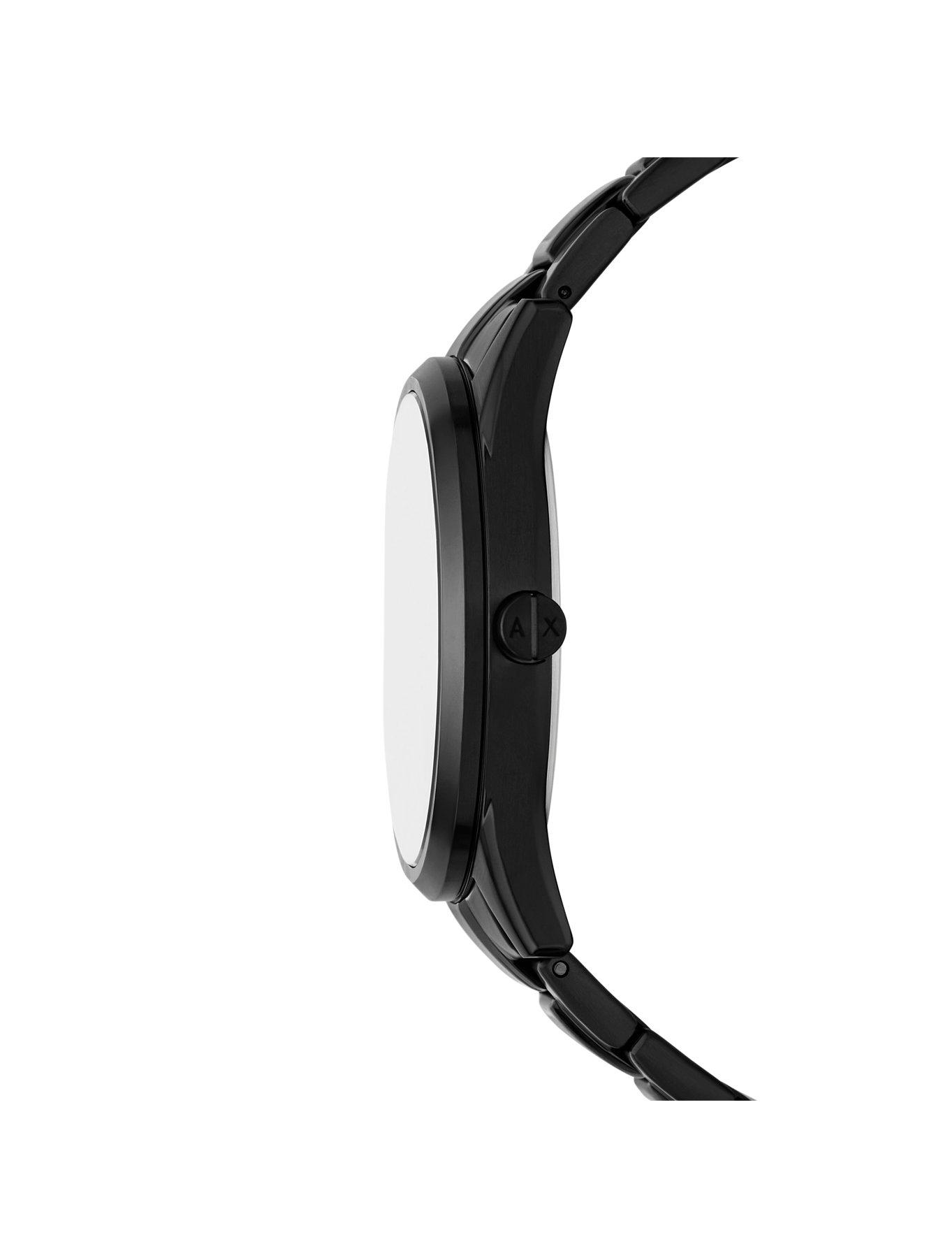 Image 4 of 6 of Armani Exchange Multifunction Black Stainless Steel Watch and Necklace Set