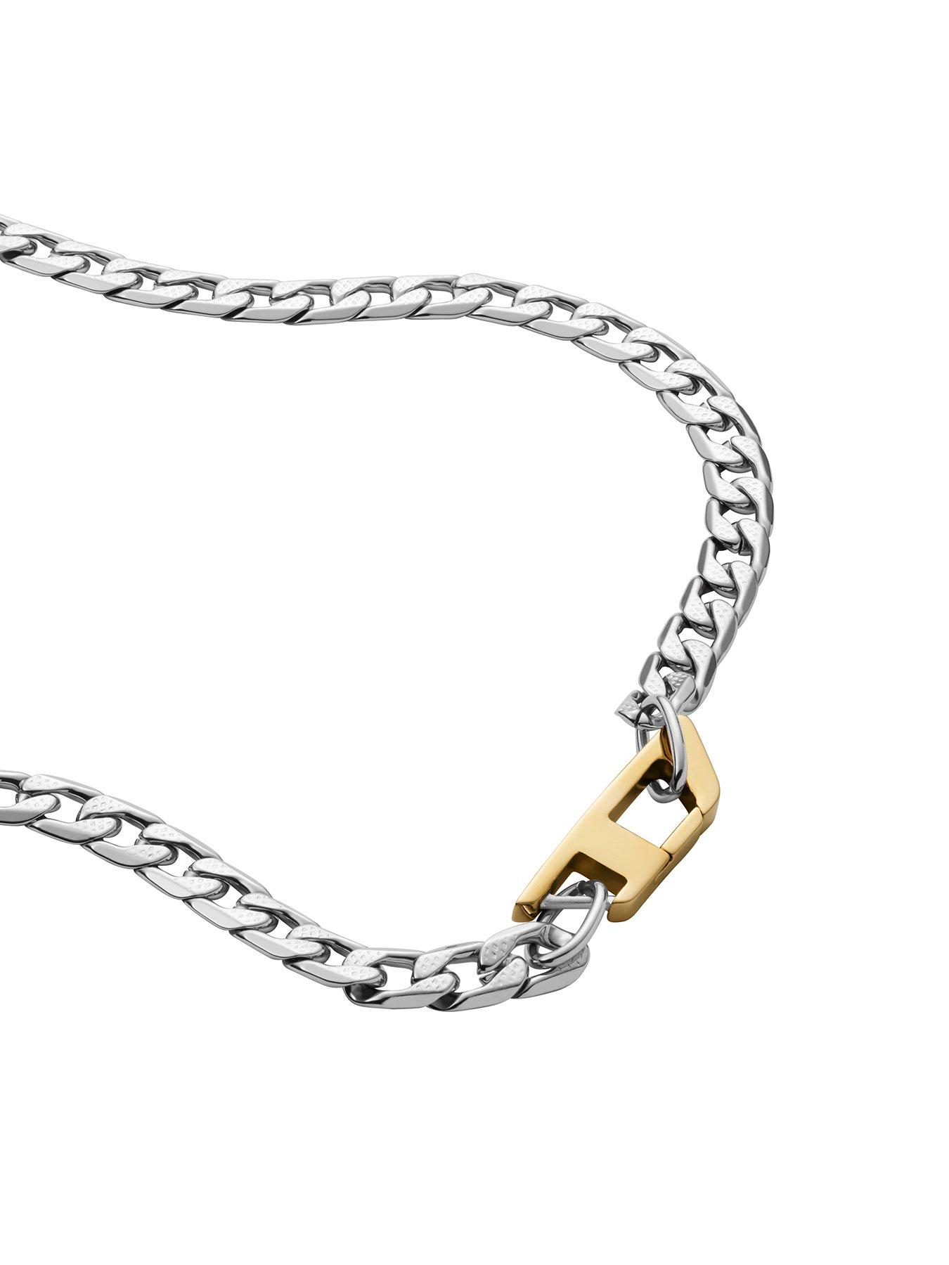 Product photograph of Diesel Stainless Steel Chain Necklace from very.co.uk