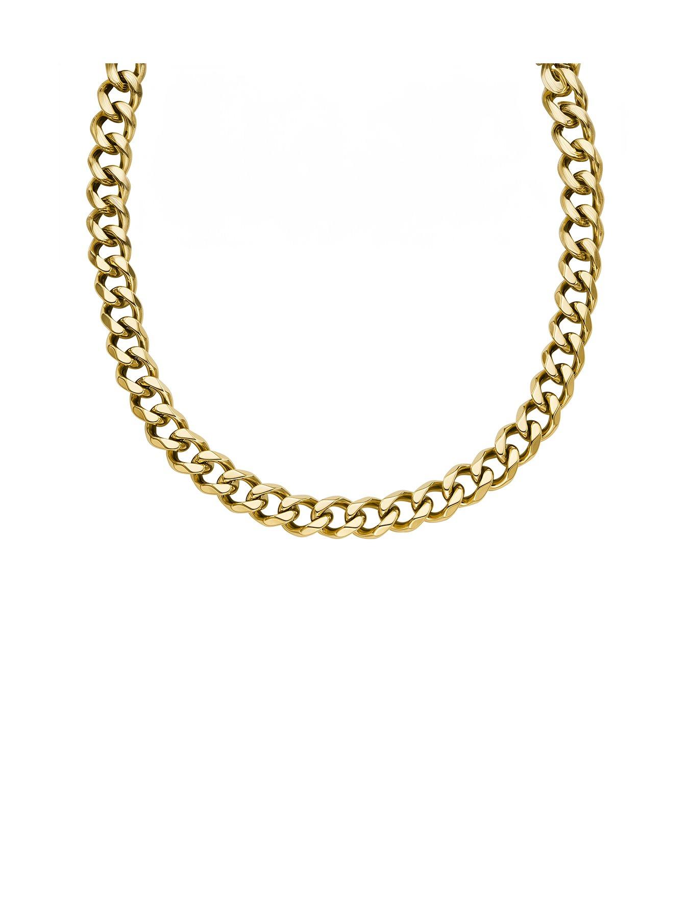 Product photograph of Fossil Unisex Bold Chains Gold-tone Stainless Steel Chain Necklace from very.co.uk