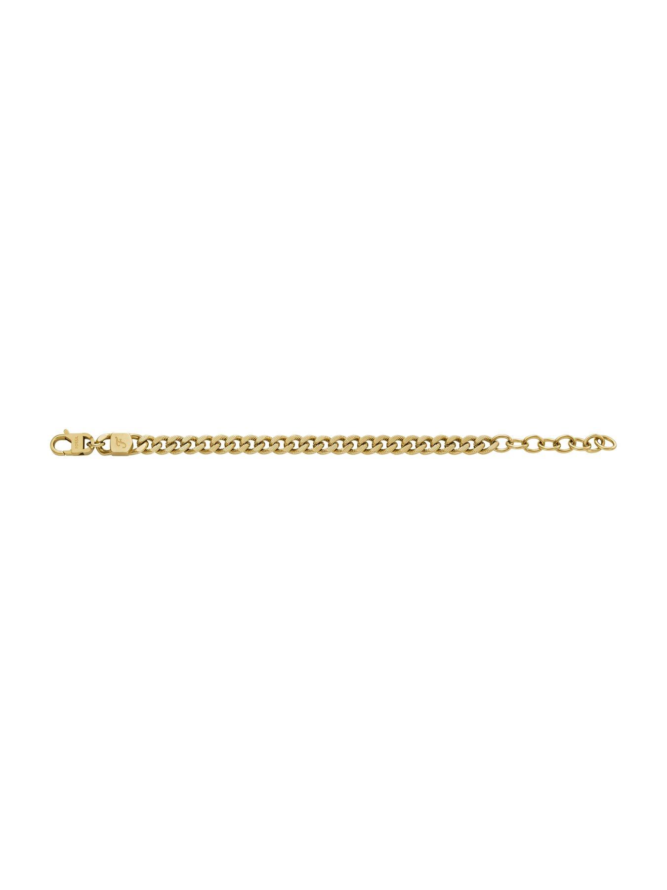 Image 5 of 6 of Fossil Unisex Harlow Linear Texture Chain Gold-Tone Stainless Steel Necklace