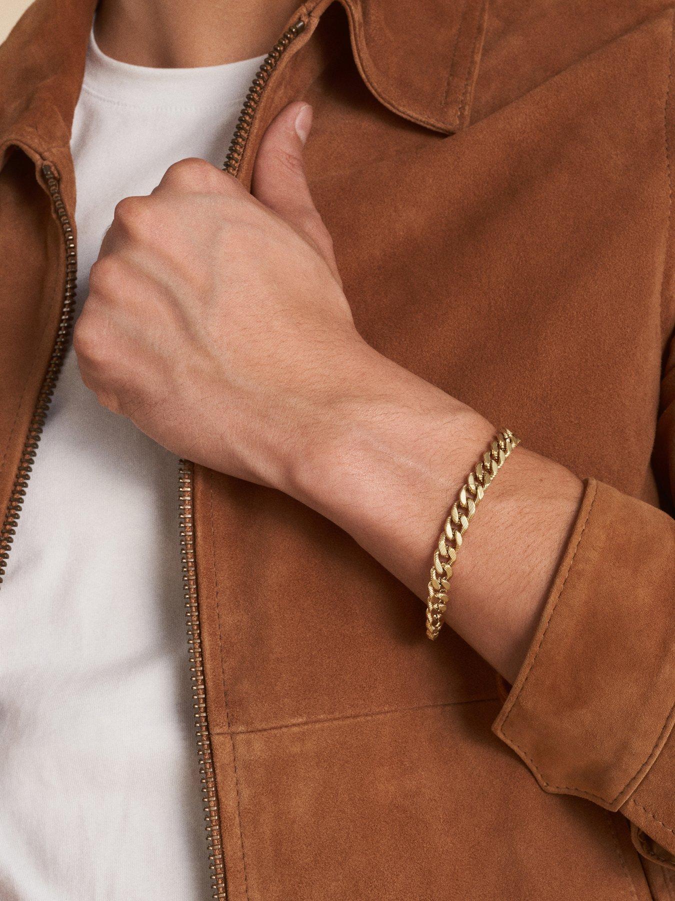Image 6 of 6 of Fossil Unisex Harlow Linear Texture Chain Gold-Tone Stainless Steel Necklace