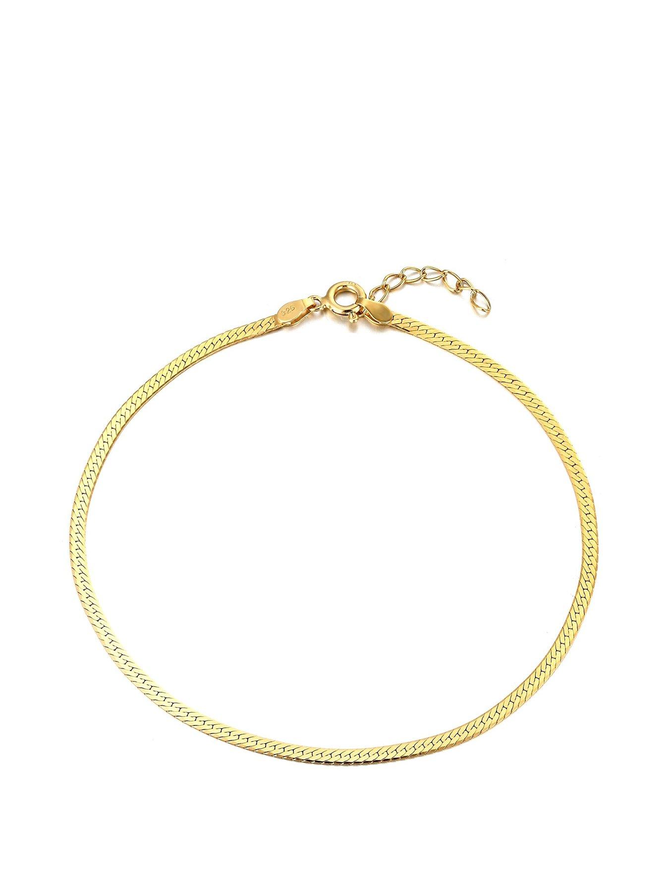 Product photograph of Seol Gold Herringbone Chain Anklet from very.co.uk