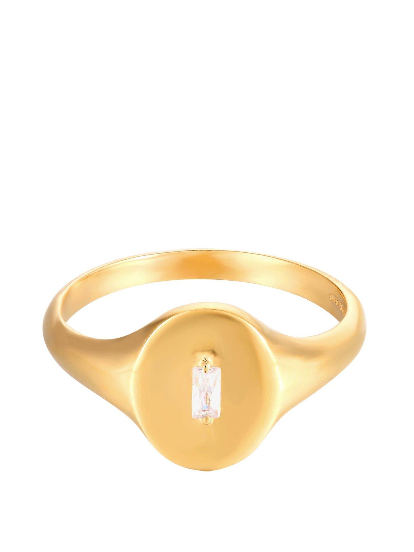 Product photograph of Seol Gold Baguette Cz Signet Ring from very.co.uk