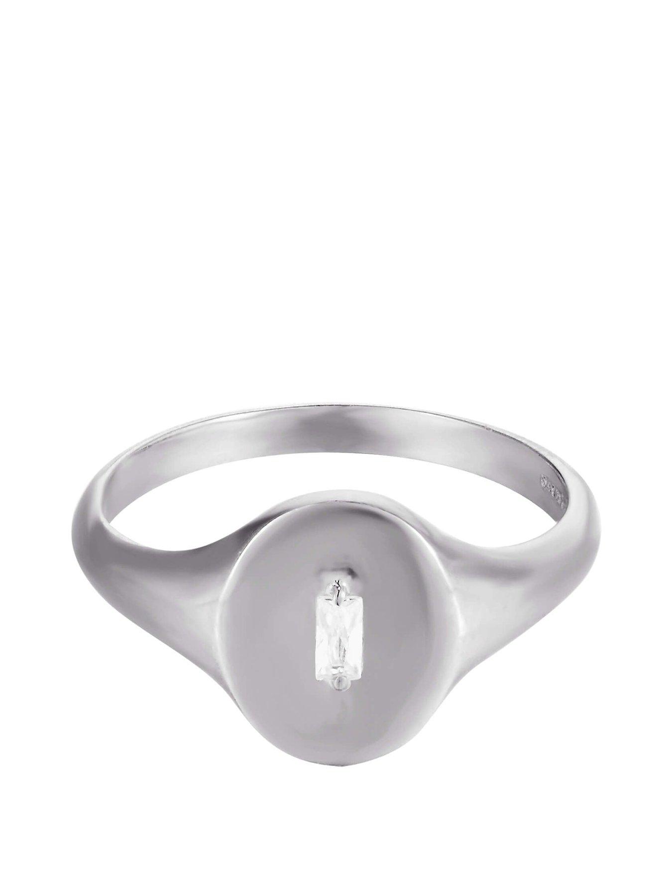 Product photograph of Seol Gold Baguette Cz Signet Ring from very.co.uk