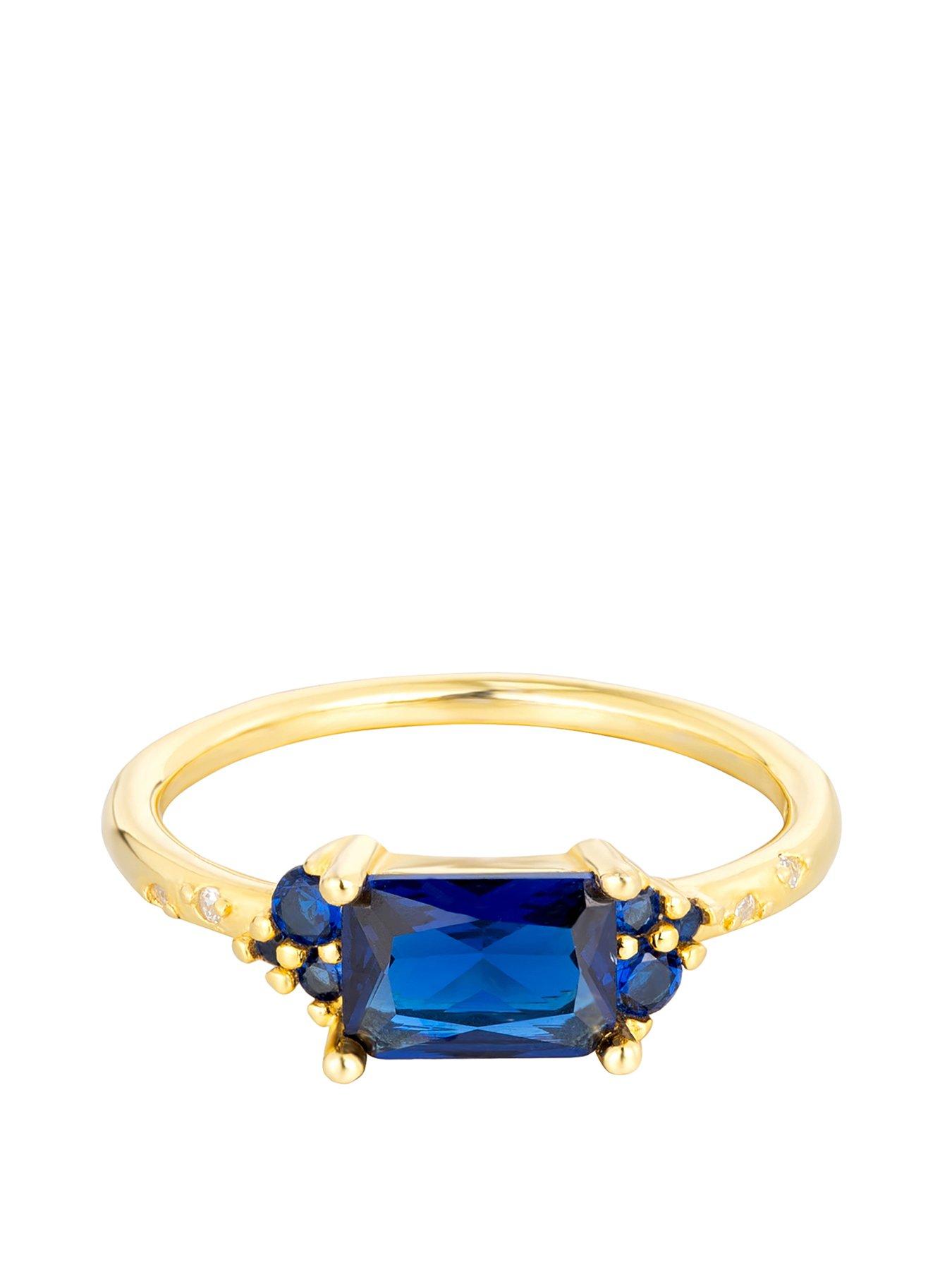 Product photograph of Seol Gold Sapphire Cz Baguette Ring from very.co.uk