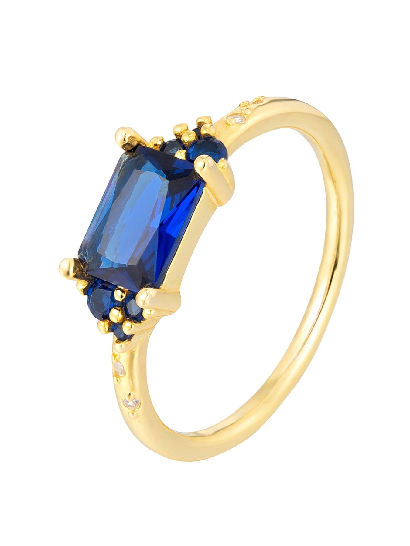 Image 3 of 5 of Seol + Gold Sapphire CZ Baguette Ring