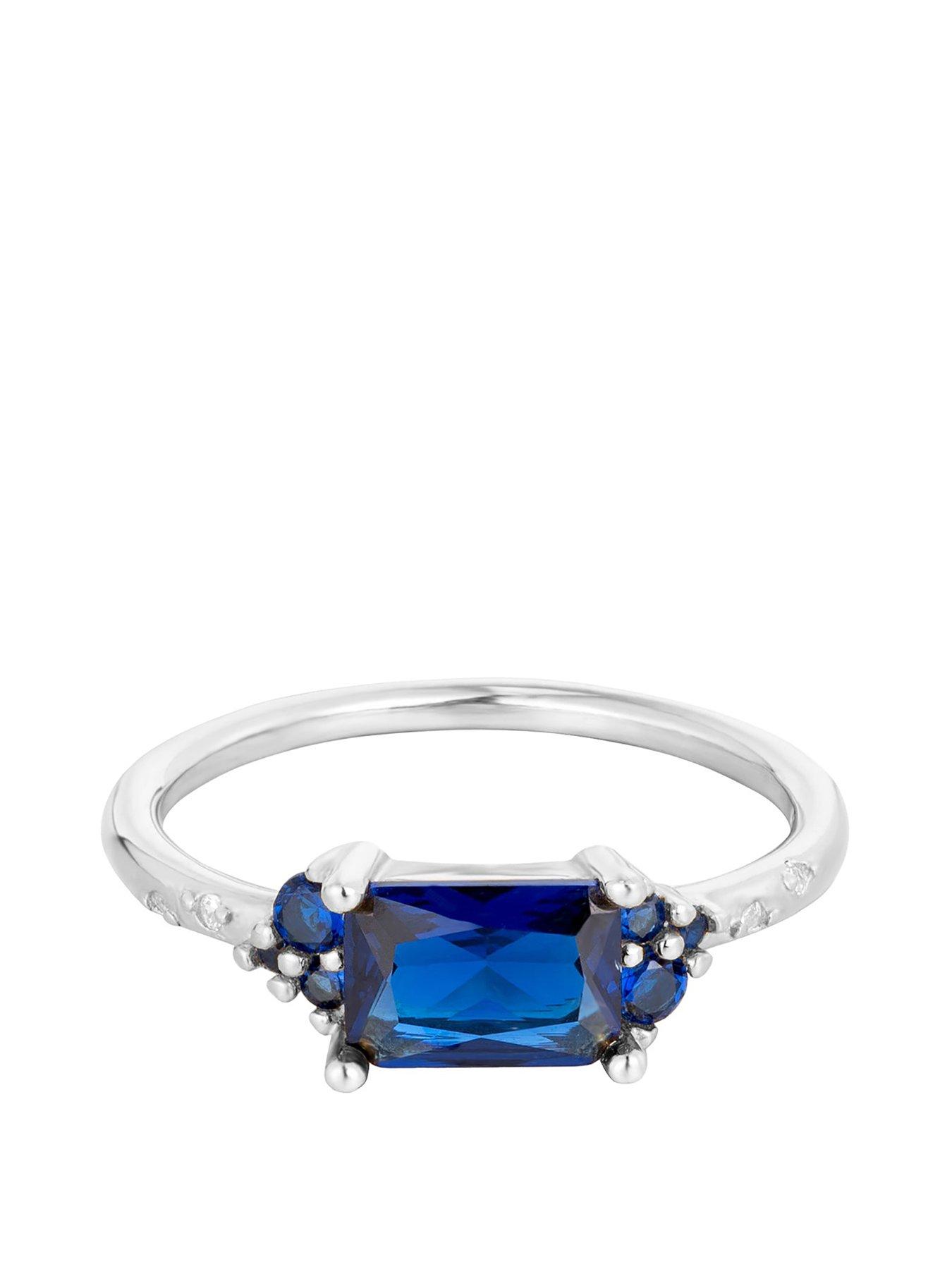 Product photograph of Seol Gold Sapphire Cz Baguette Ring from very.co.uk