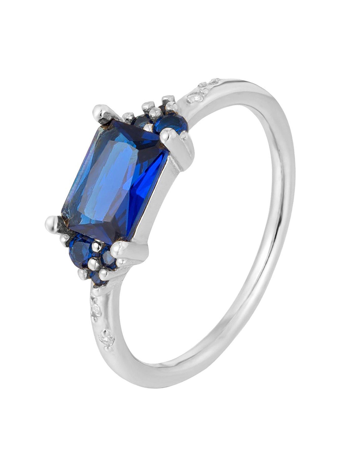 Image 3 of 5 of Seol + Gold Sapphire CZ Baguette Ring