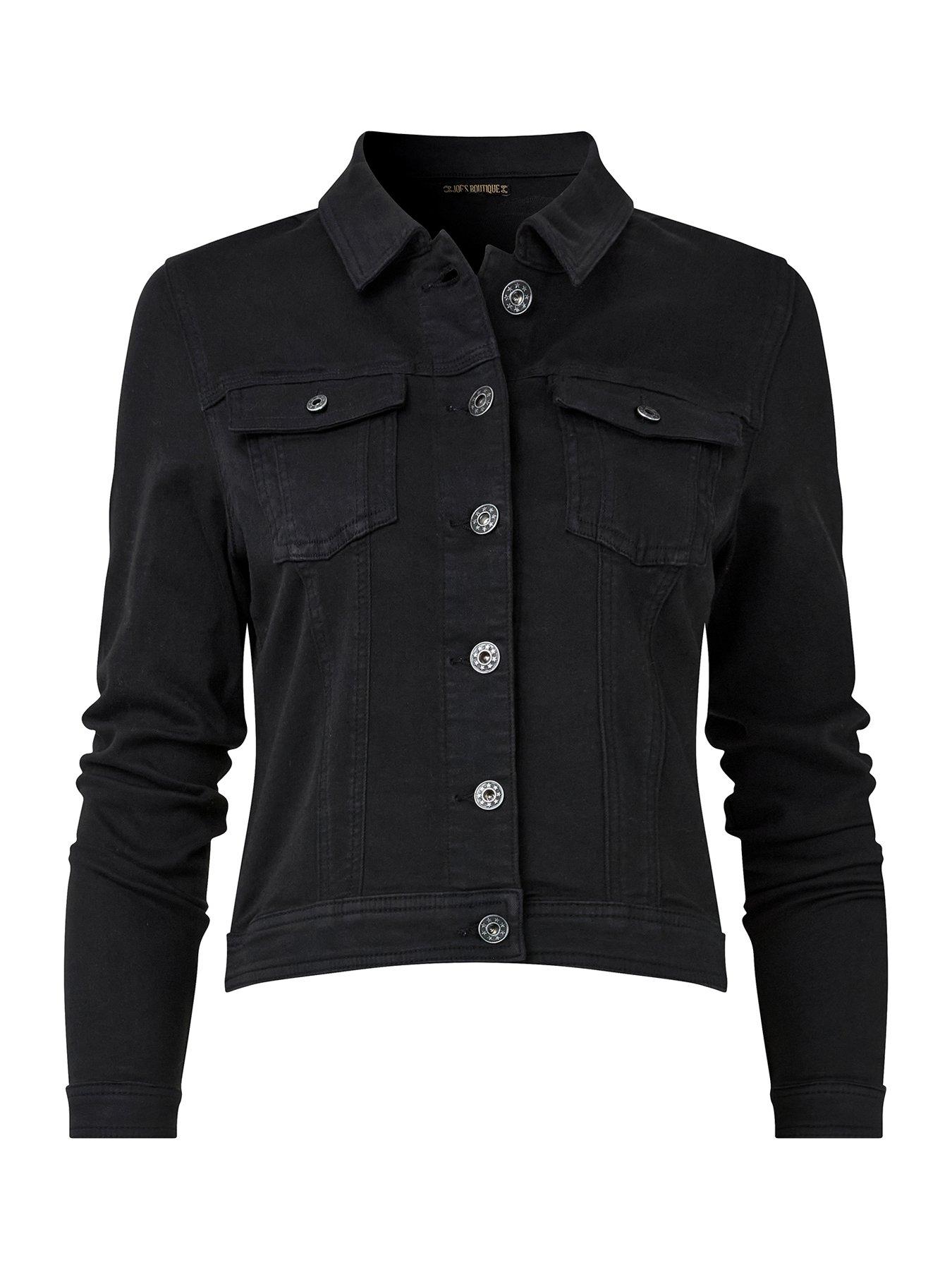 Black embellished denim jacket best sale