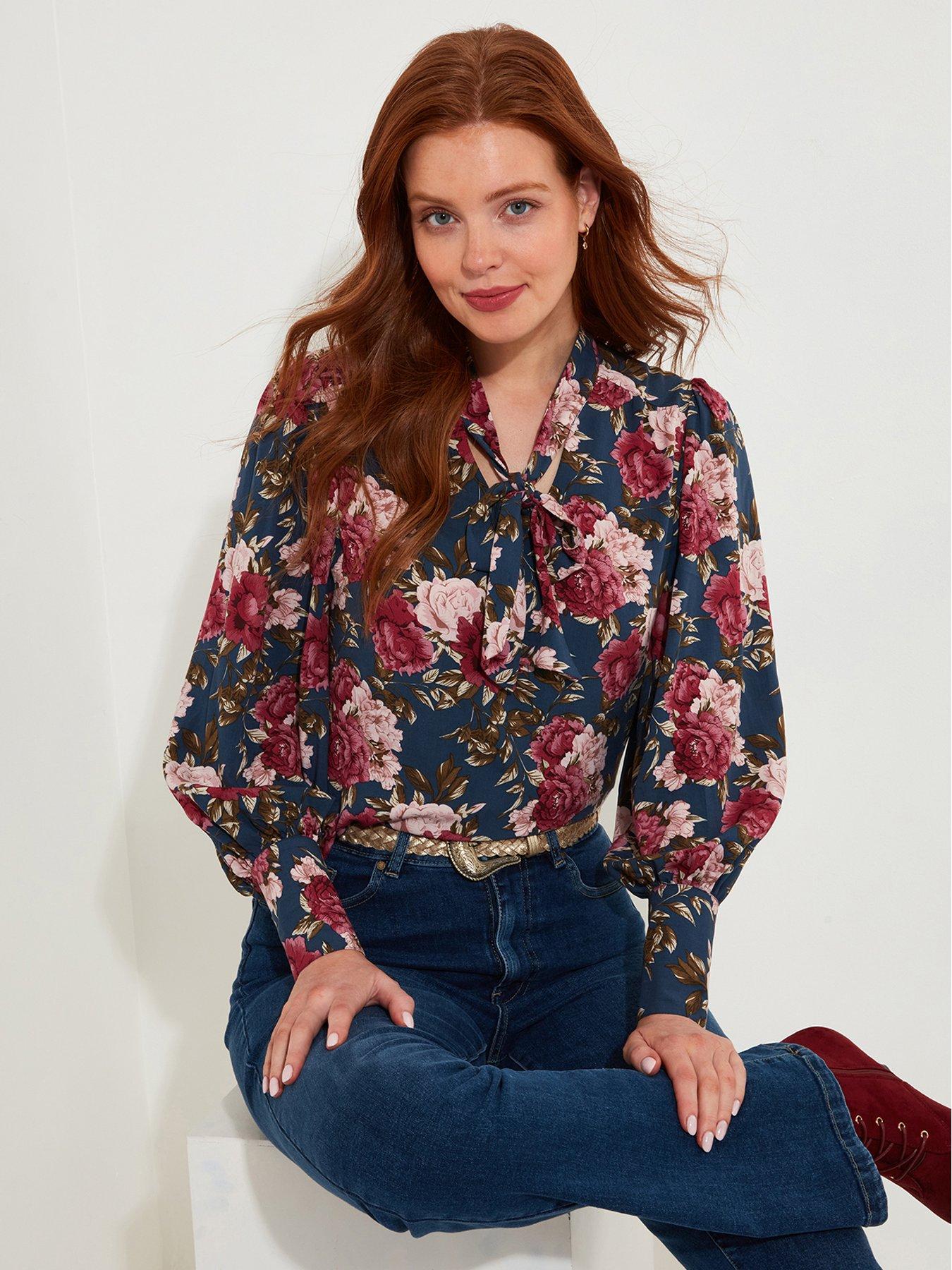 undefined Make A Statement Printed Blouse - Blue