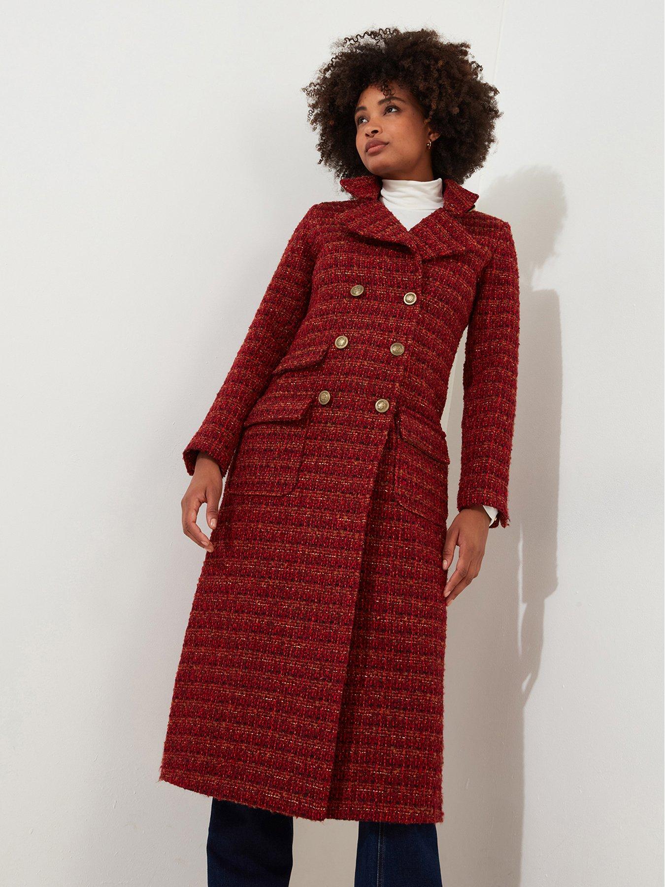 undefined Maya Tweed Maxi Coat - Orange