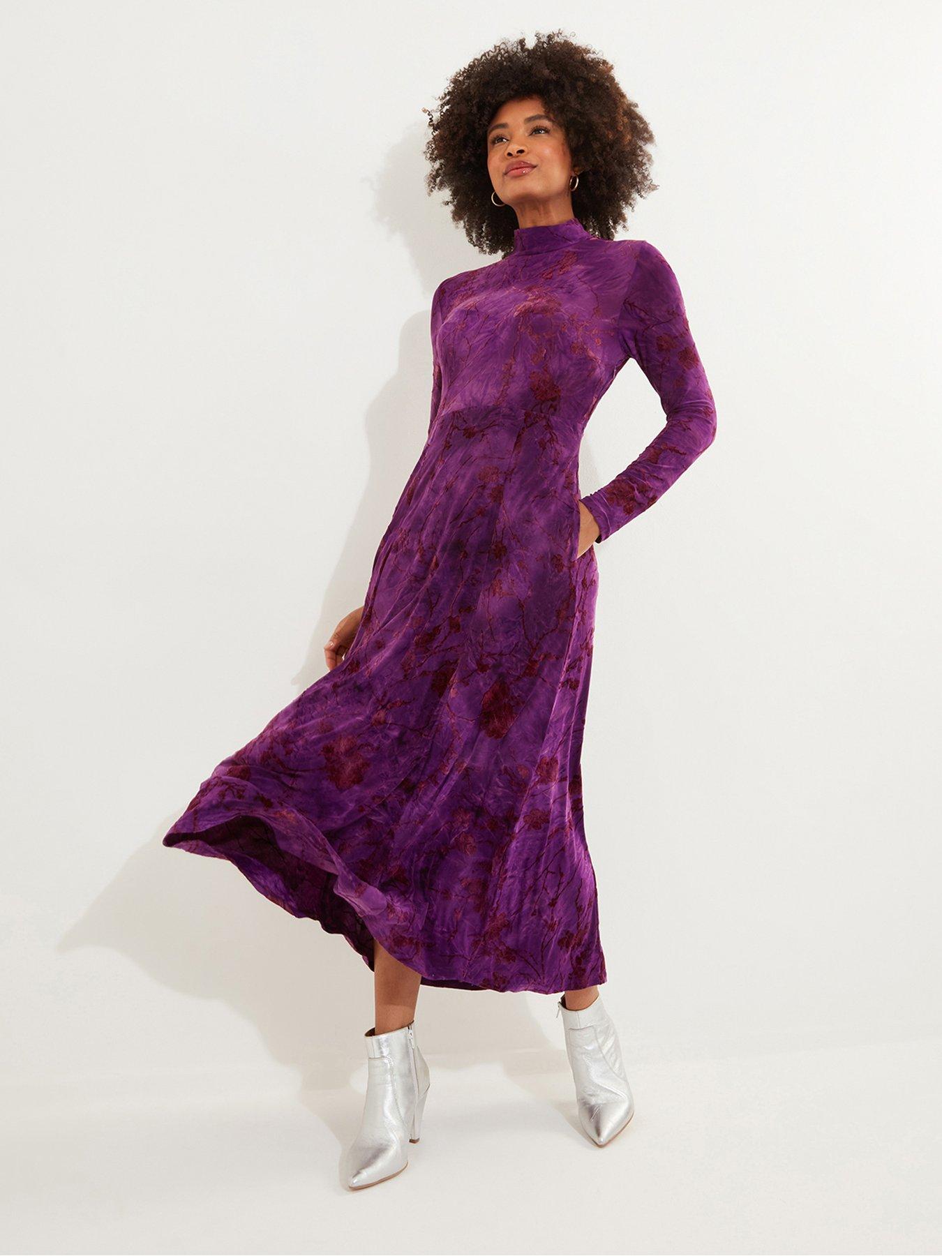 Image 2 of 6 of Joe Browns Purple Flocked Jersey Dress