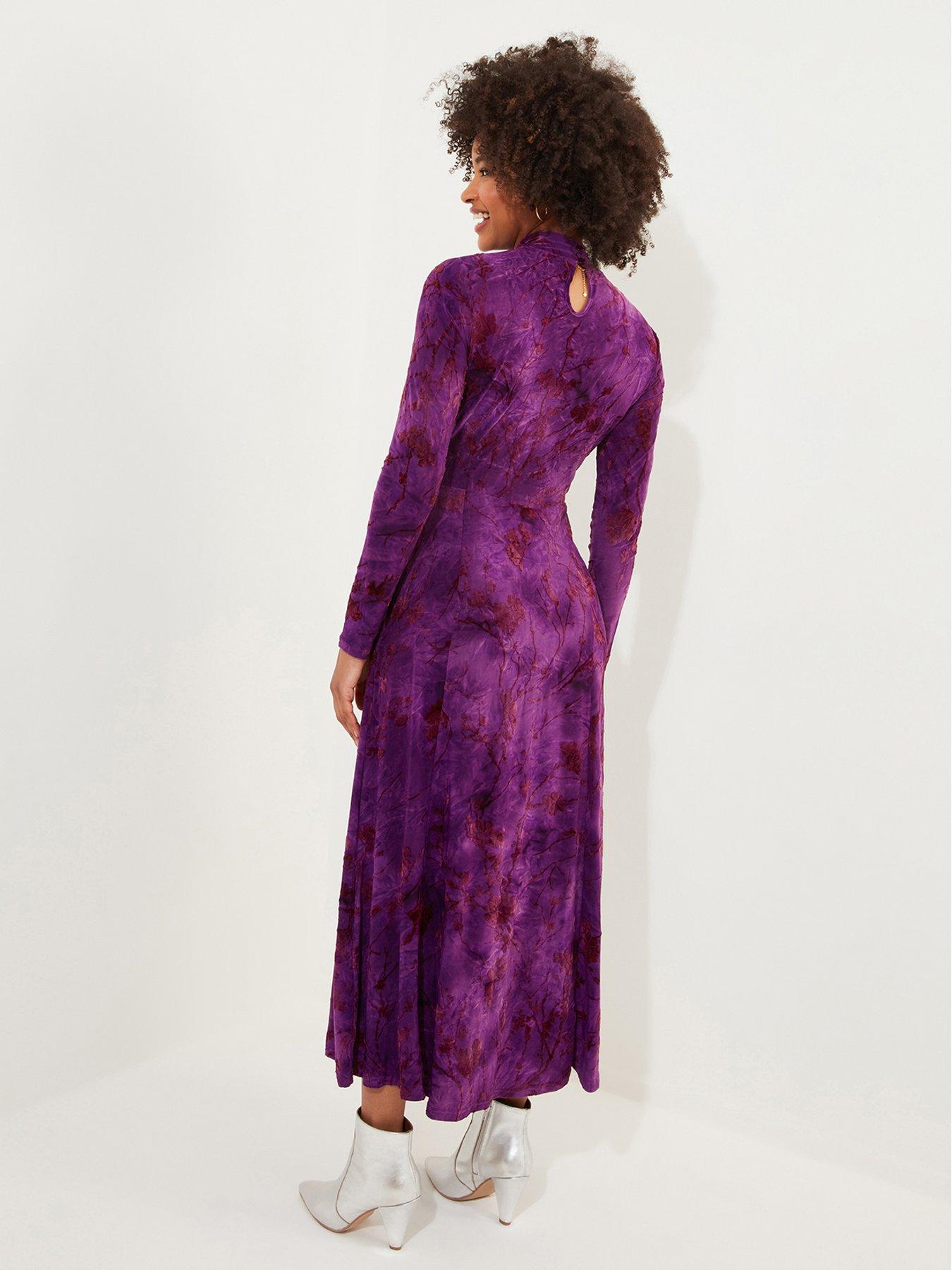 Image 3 of 6 of Joe Browns Purple Flocked Jersey Dress
