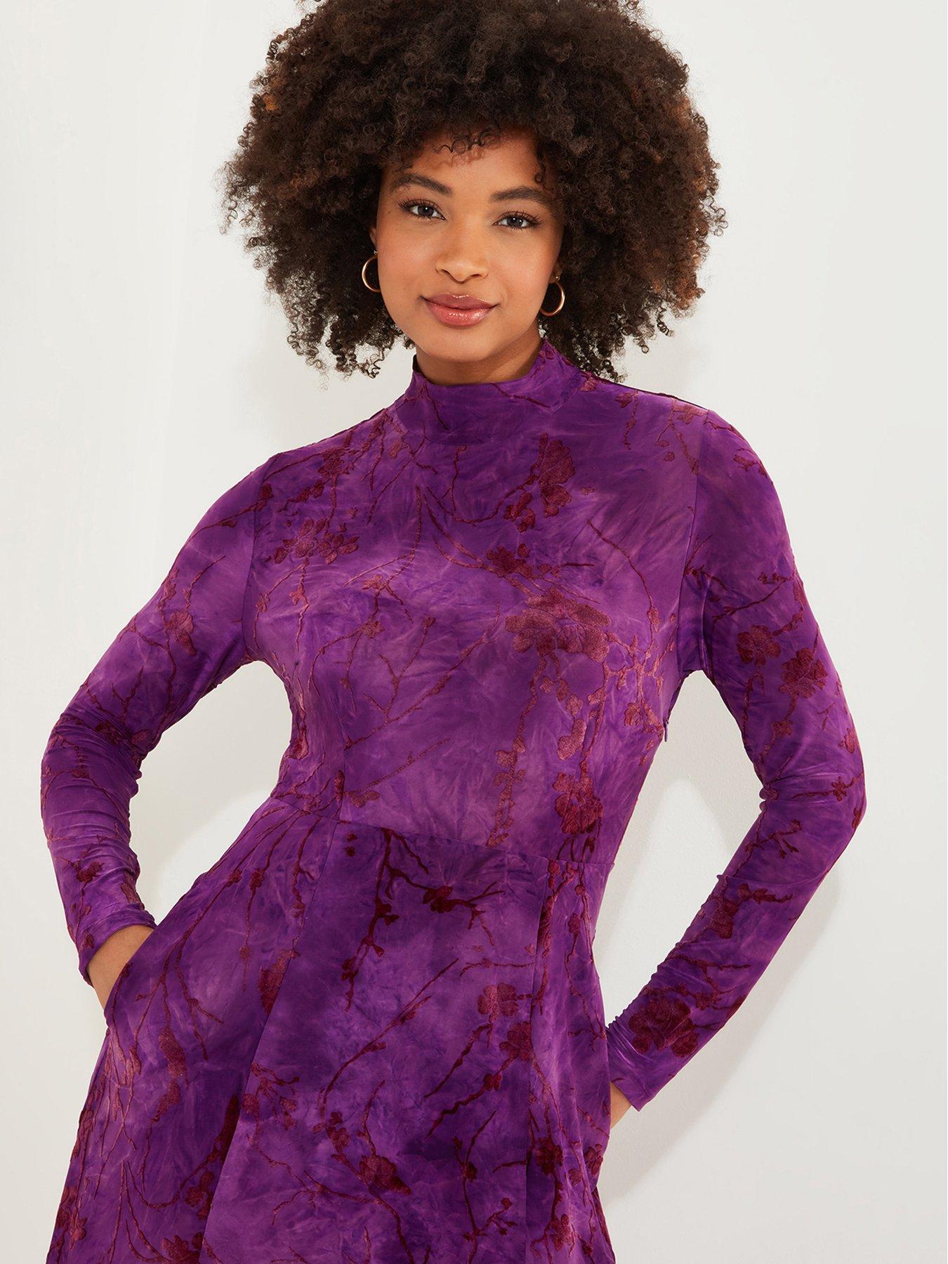 Image 4 of 6 of Joe Browns Purple Flocked Jersey Dress