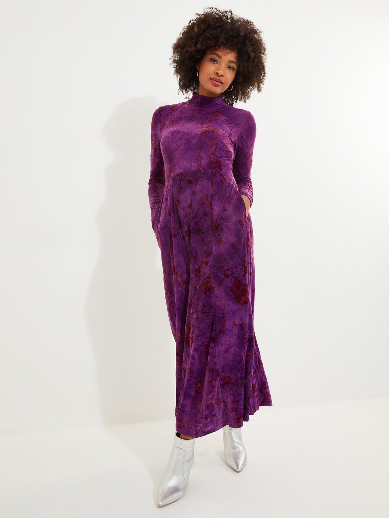 Image 6 of 6 of Joe Browns Purple Flocked Jersey Dress