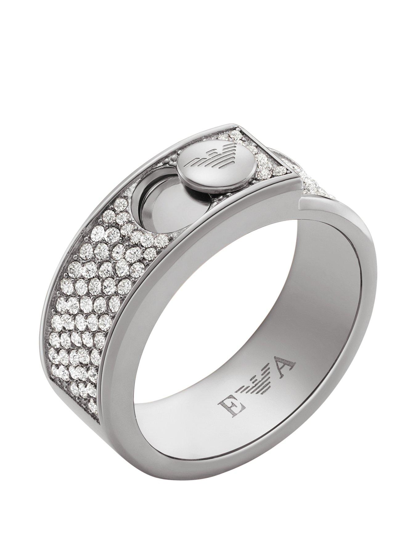 Image 1 of 3 of Emporio Armani Stainless Steel with Crystals Setted Band Ring