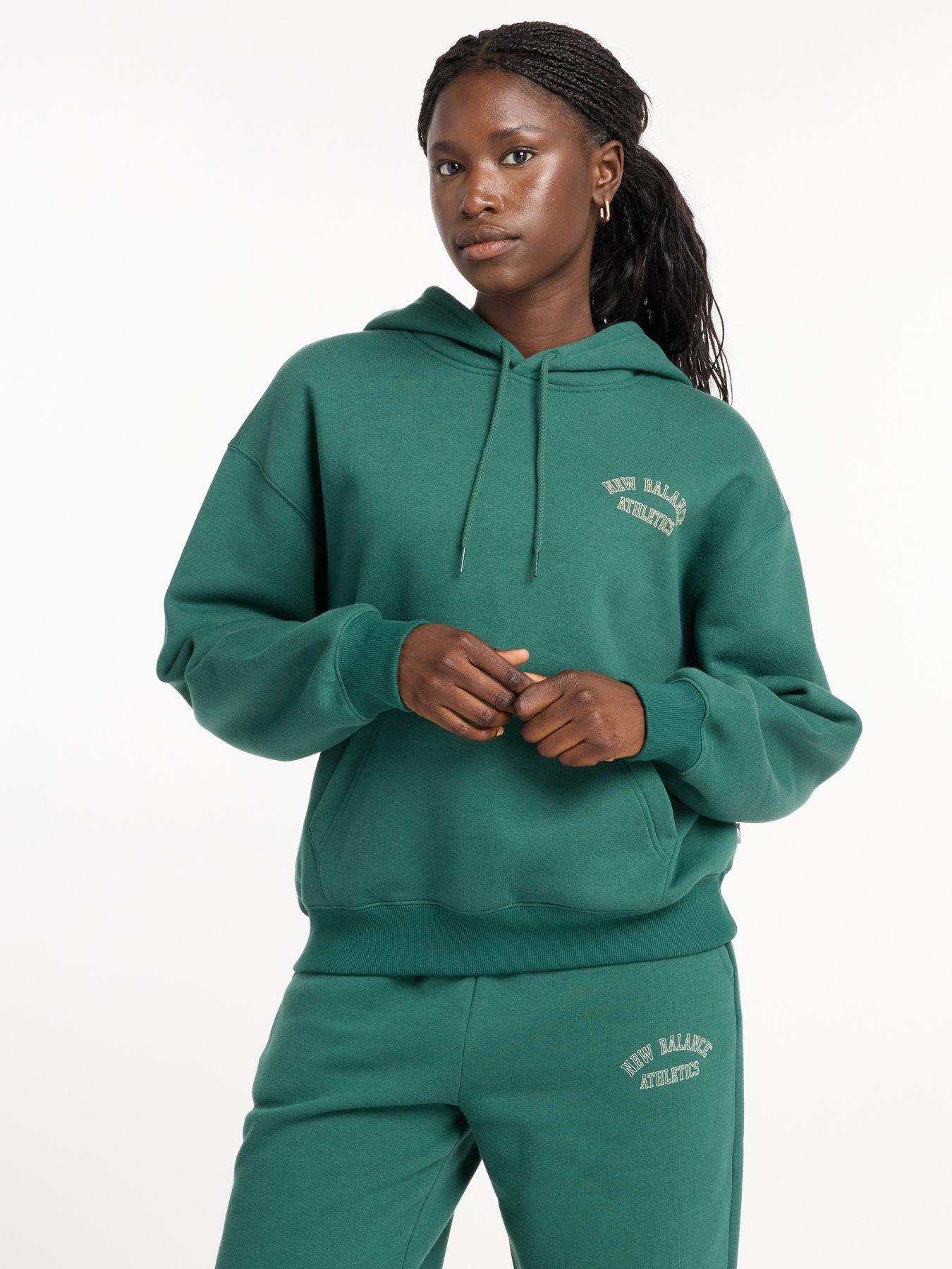 New Balance Womens Graphic Fleece Hoodie Dark Green Very