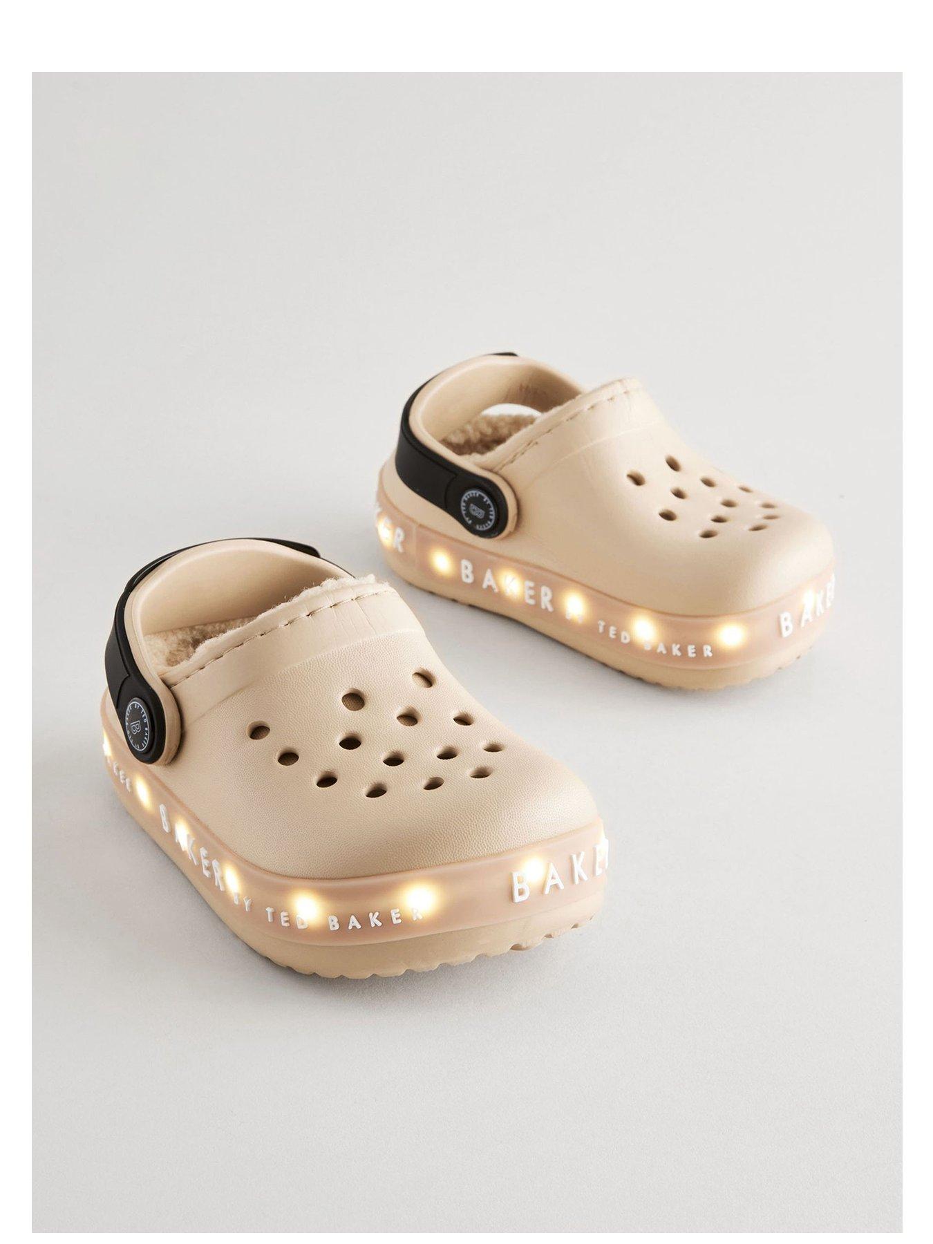 undefined Younger Boys Borg Sling Back Light Up Shoe - Stone