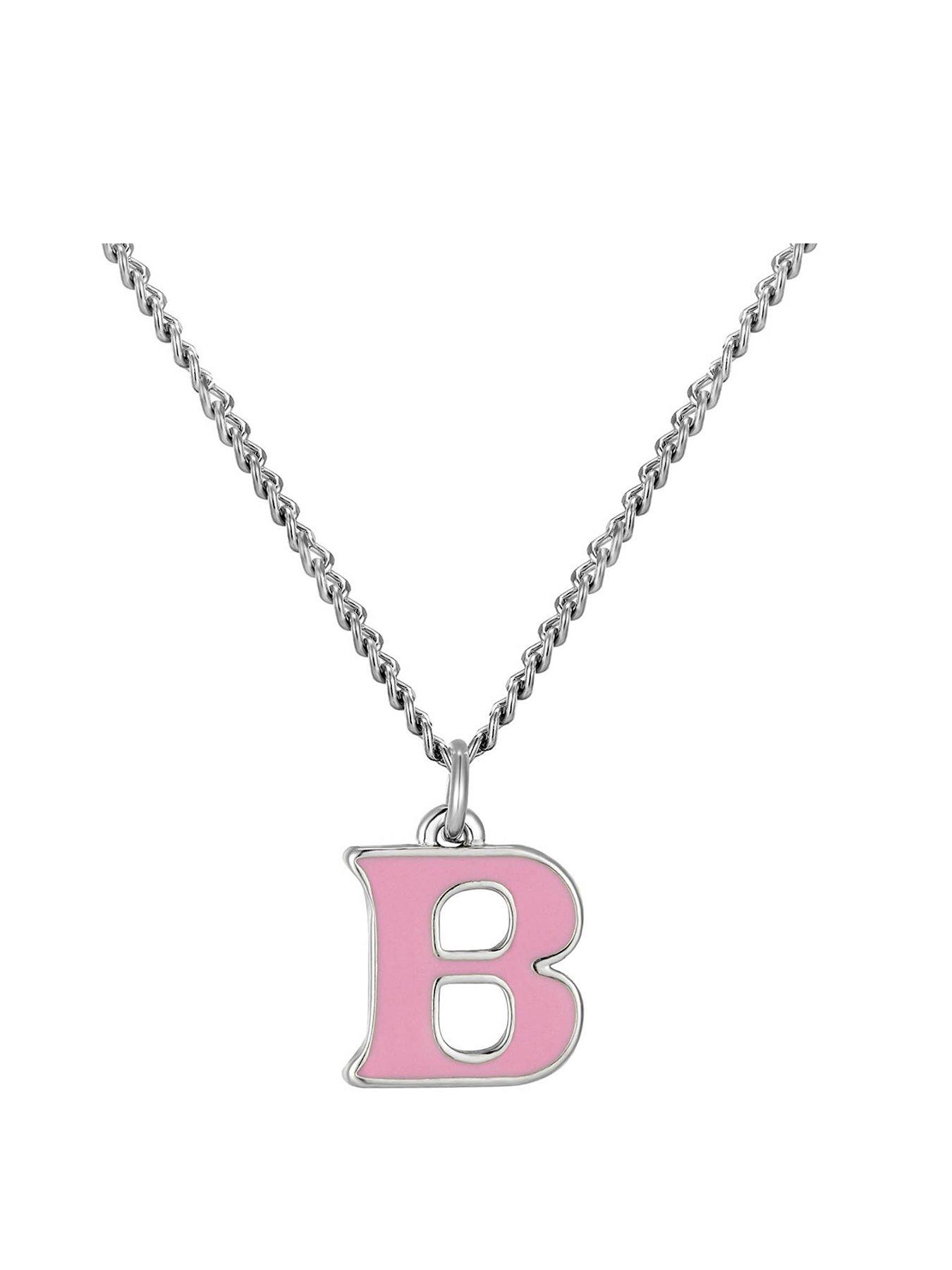 Product photograph of The Love Silver Collection Sterling Silver Enamel Alphabet Charm With Chain - Lilac from very.co.uk