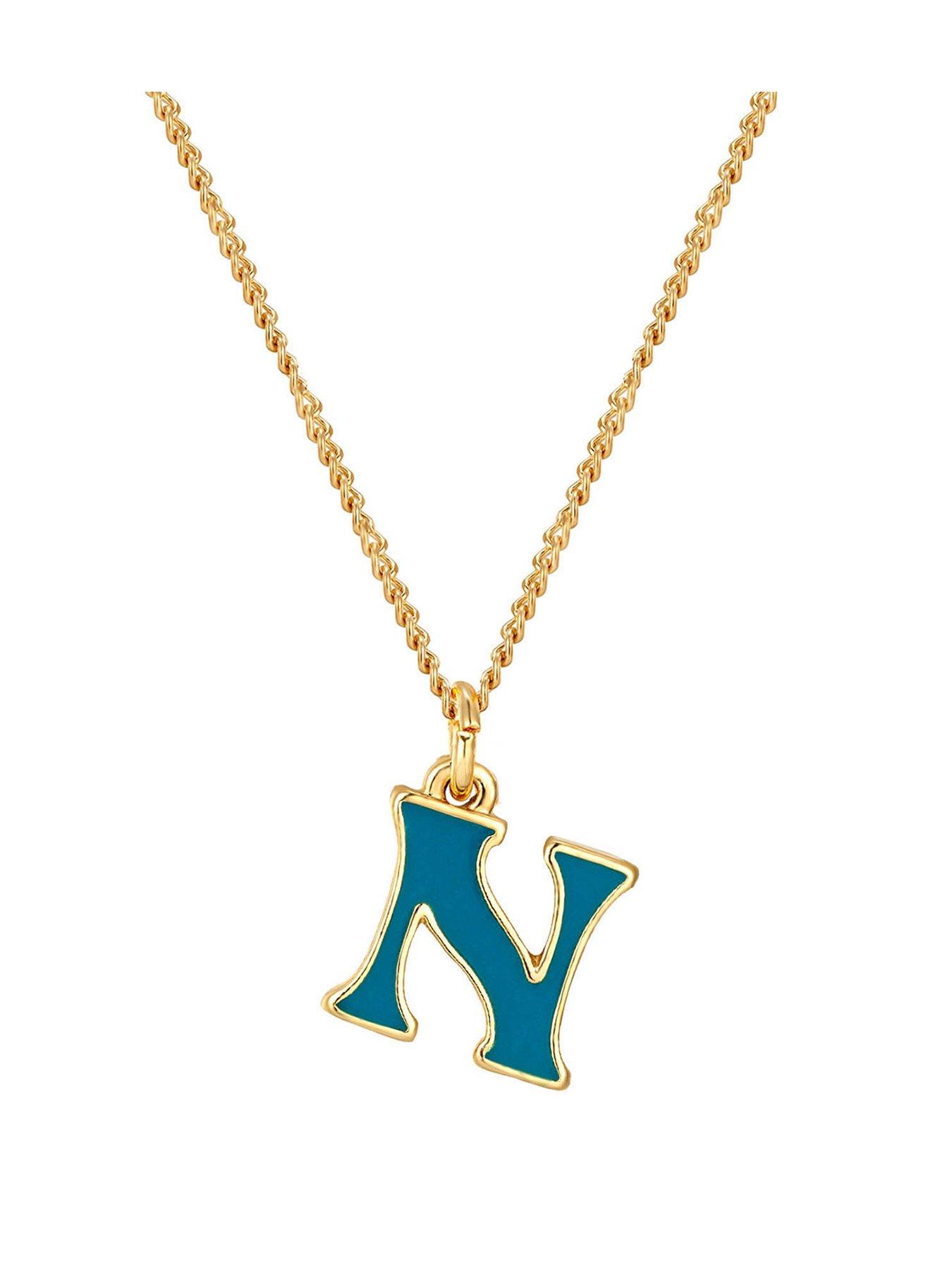 Product photograph of The Love Silver Collection Gold Plated Enamel Alphabet Charm With Chain - Blue from very.co.uk