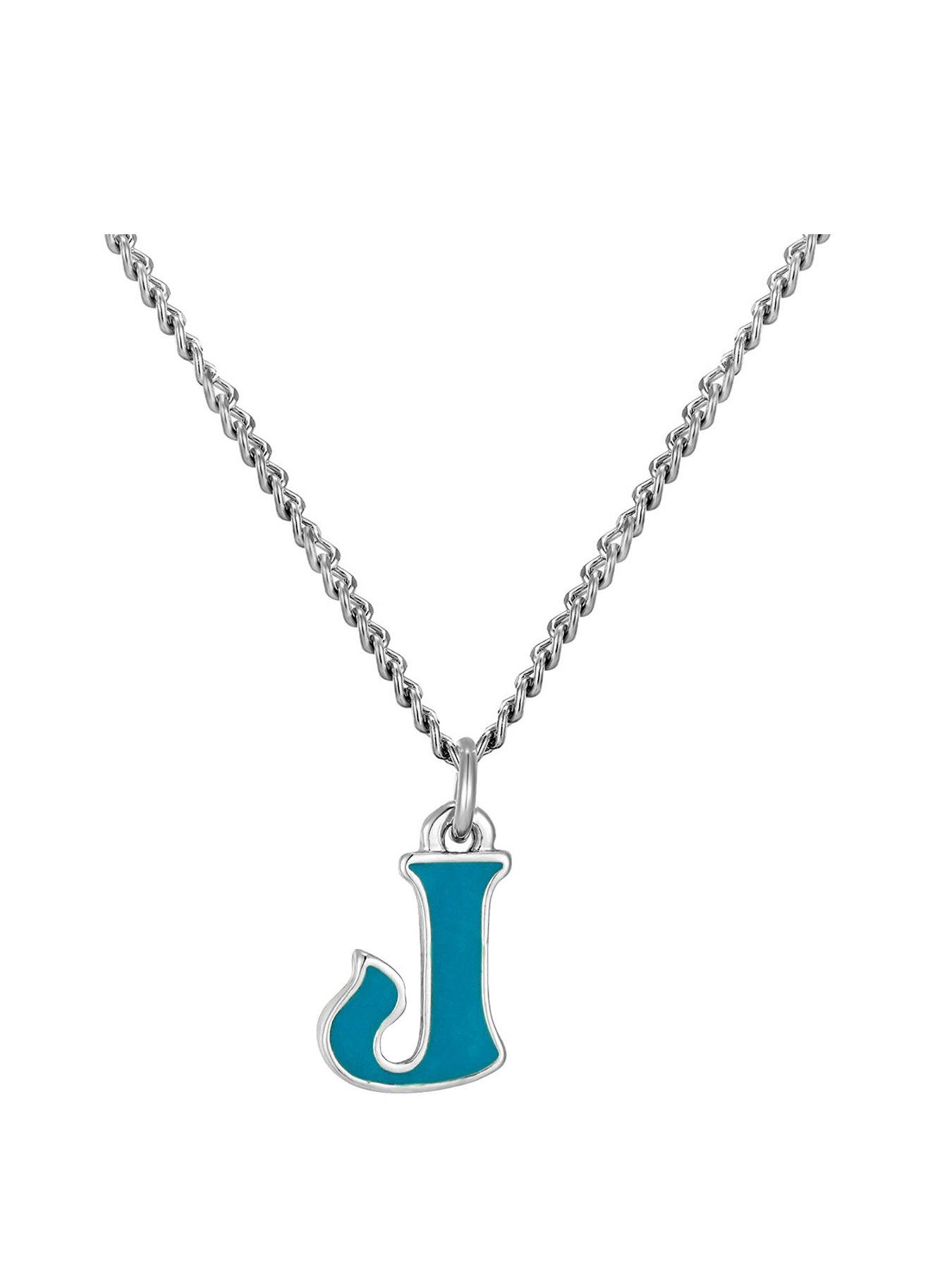 Product photograph of The Love Collection Sterling Silver Enamel Alphabet Charm With Chain - Blue from very.co.uk