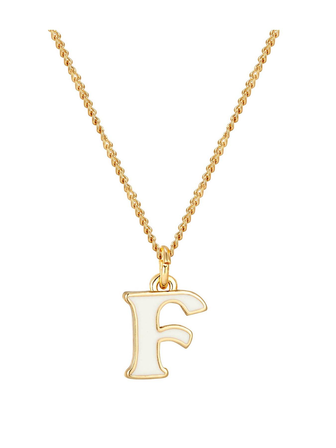 Product photograph of The Love Silver Collection Gold Plated Enamel Alphabet Charm With Chain - White from very.co.uk