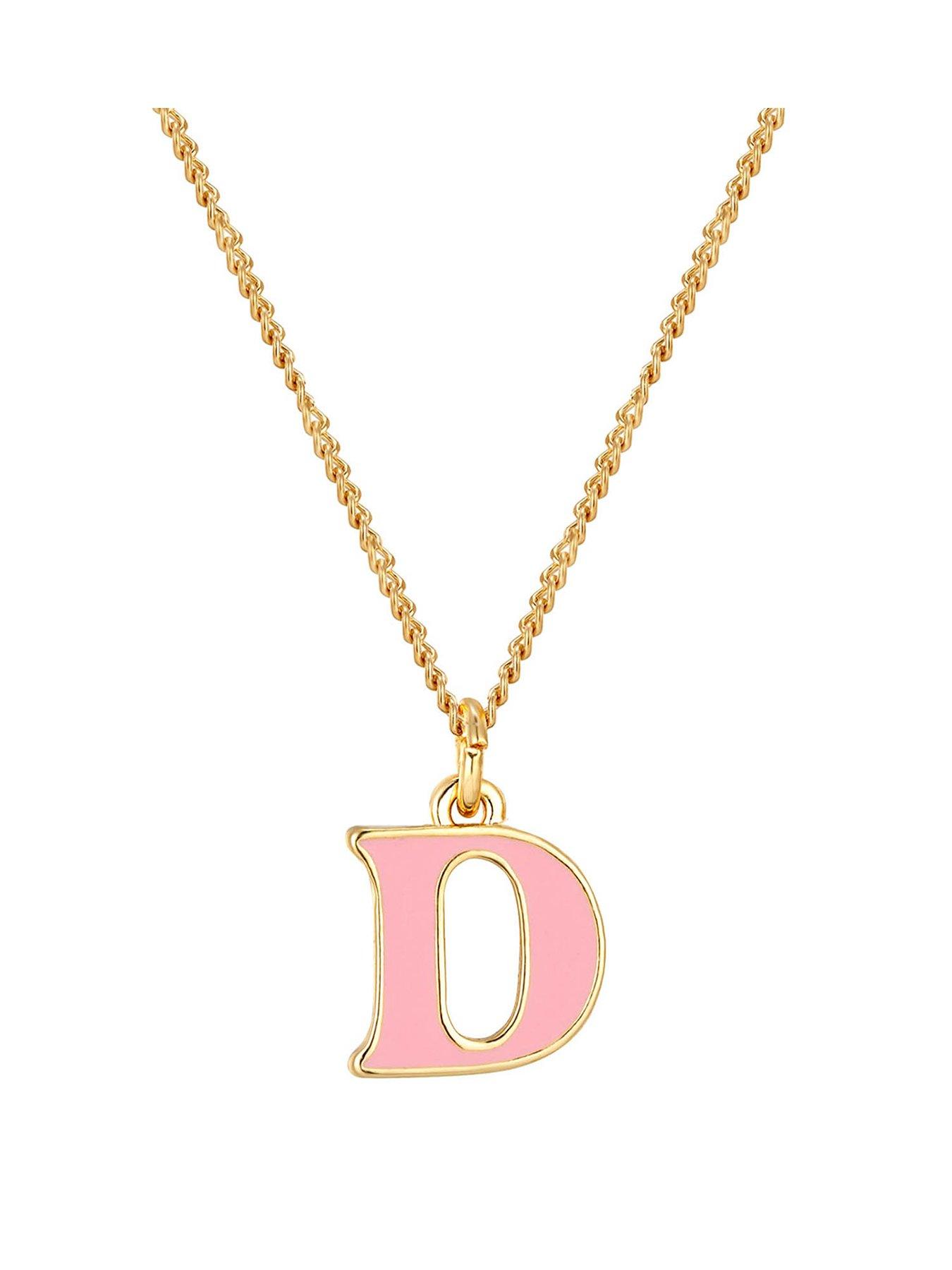 undefined Gold Plated Enamel alphabet Charm with Chain - Pink