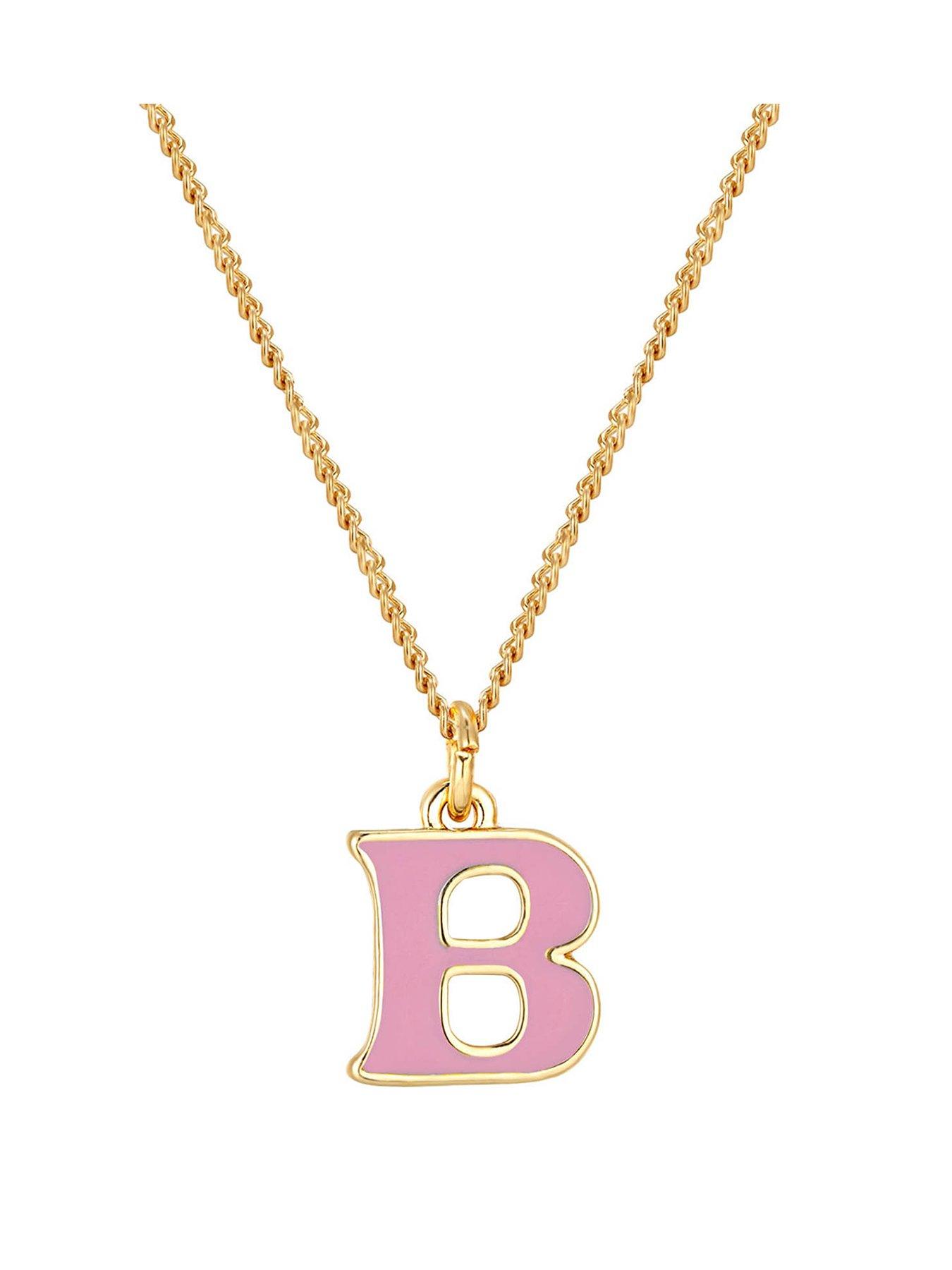 Product photograph of The Love Collection Gold Plated Enamel Alphabet Charm With Chain - Lilac from very.co.uk