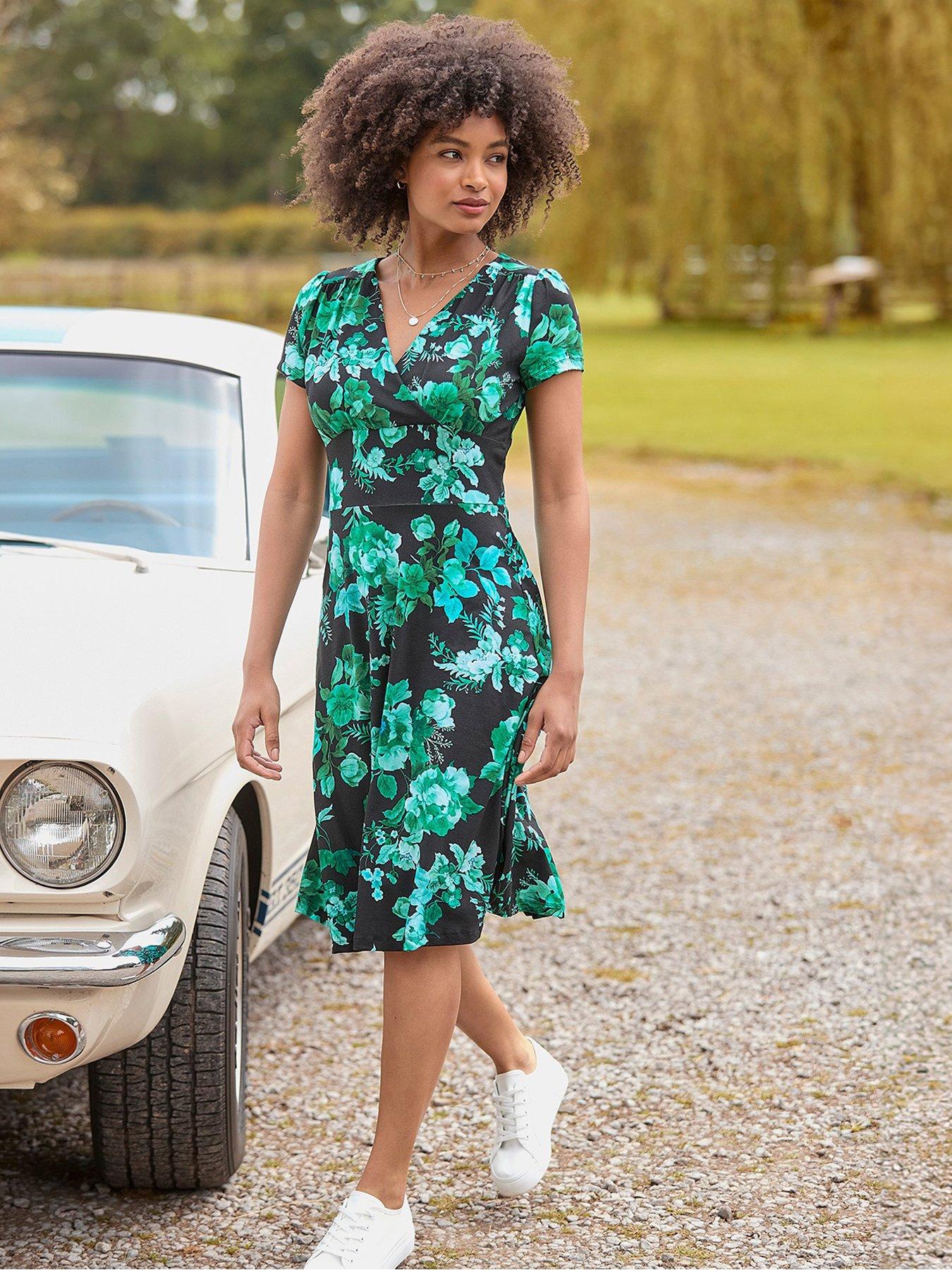 joe browns floral dress Joe Browns Hallie Floral Printed Jersey Mini Dress - Black