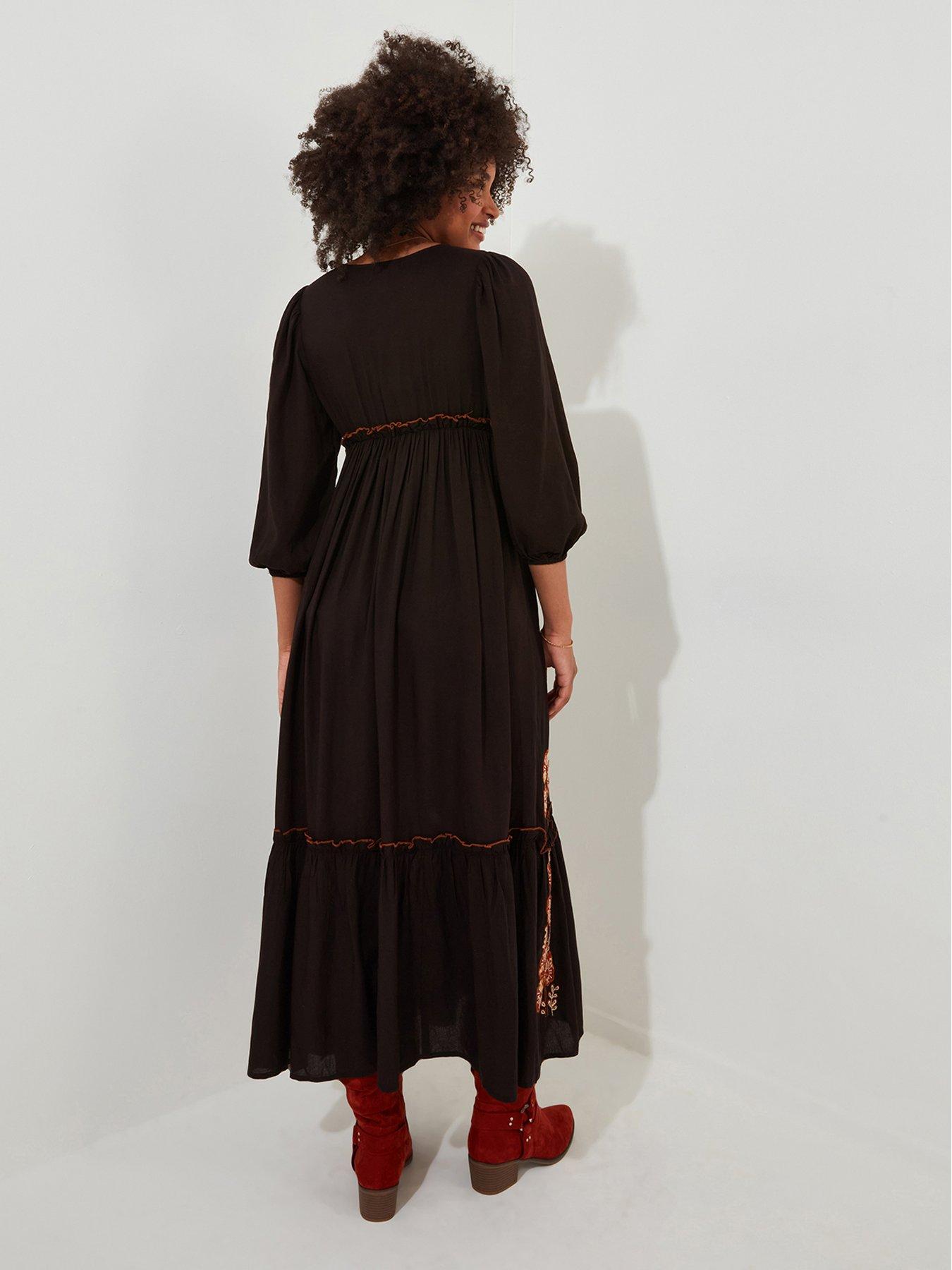 Joe Browns Embroidered Boho Black Dress