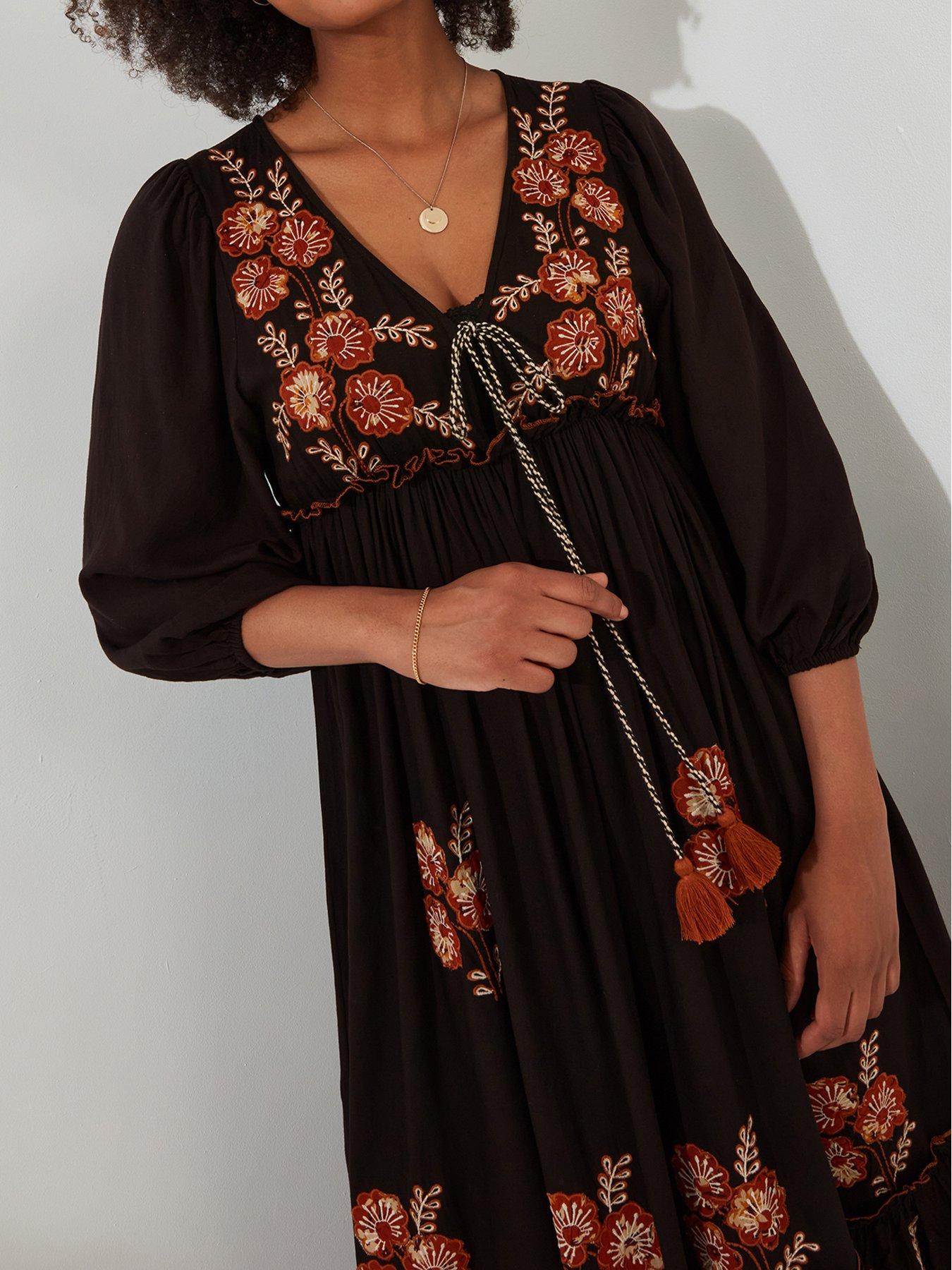 Joe Browns Embroidered Boho Black Dress | Very