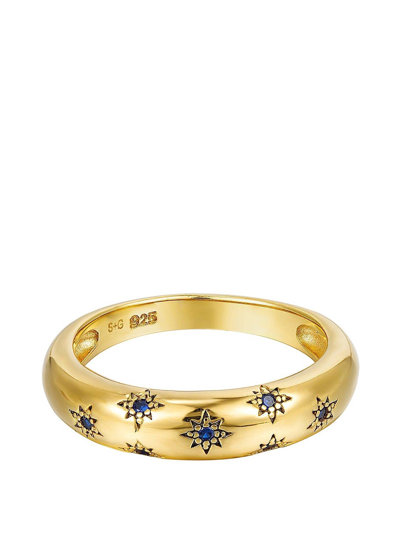 Product photograph of Seol Gold Starry Sapphire Domed Ring from very.co.uk