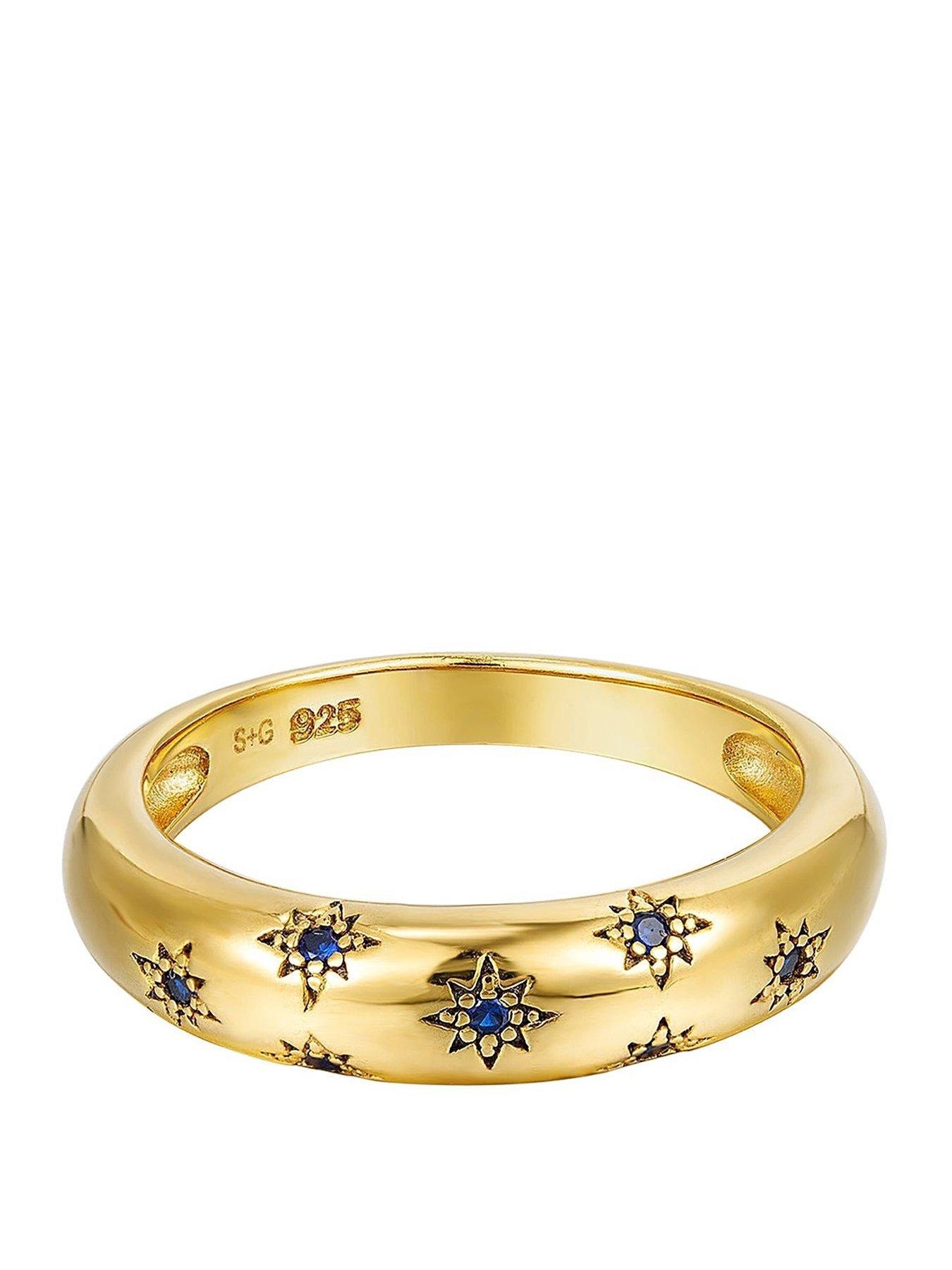 Seol + Gold Starry Sapphire Domed Ring