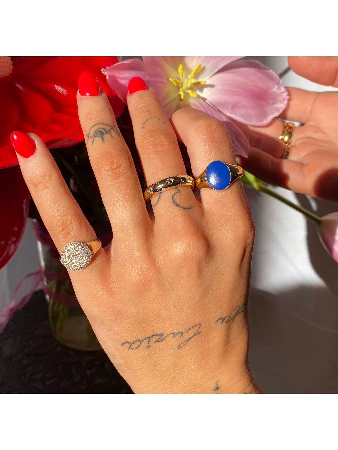 Image 3 of 5 of Seol + Gold Starry Sapphire Domed Ring
