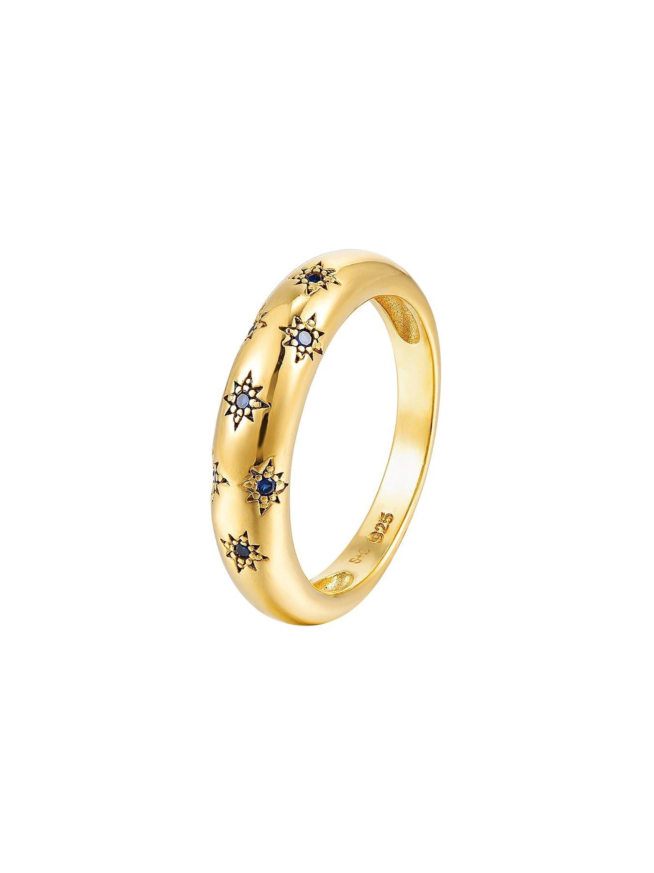 Image 5 of 5 of Seol + Gold Starry Sapphire Domed Ring
