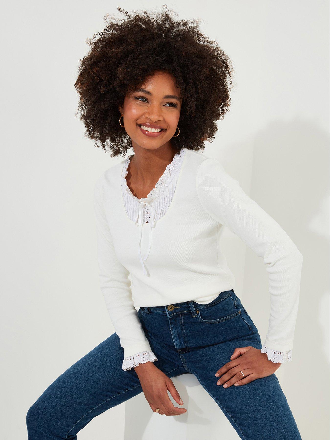 undefined Collar Detail Top - Cream