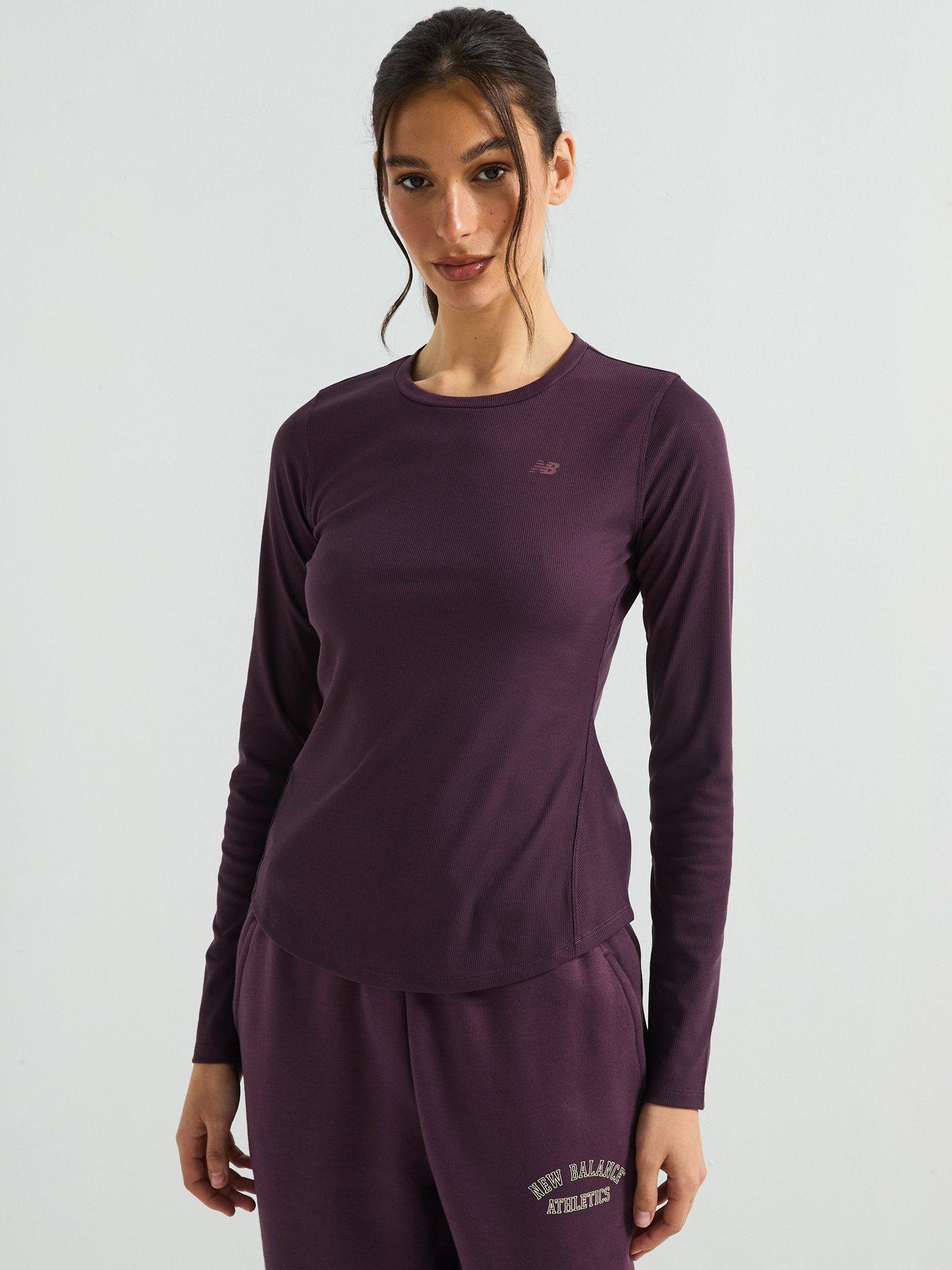New Balance Womens Micro-rib Long Sleeve - Brown