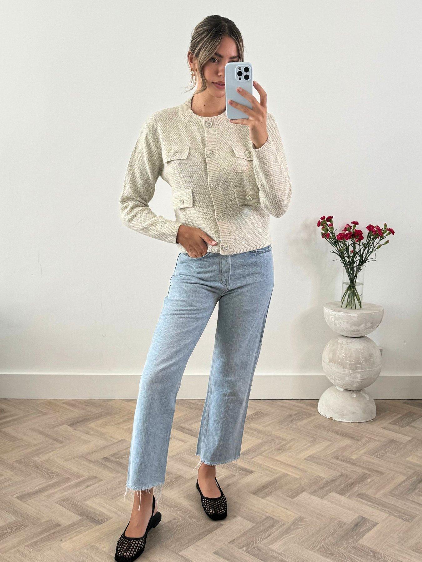 Image 2 of 4 of Style Cheat Textured Knitted Cardigan - Cream