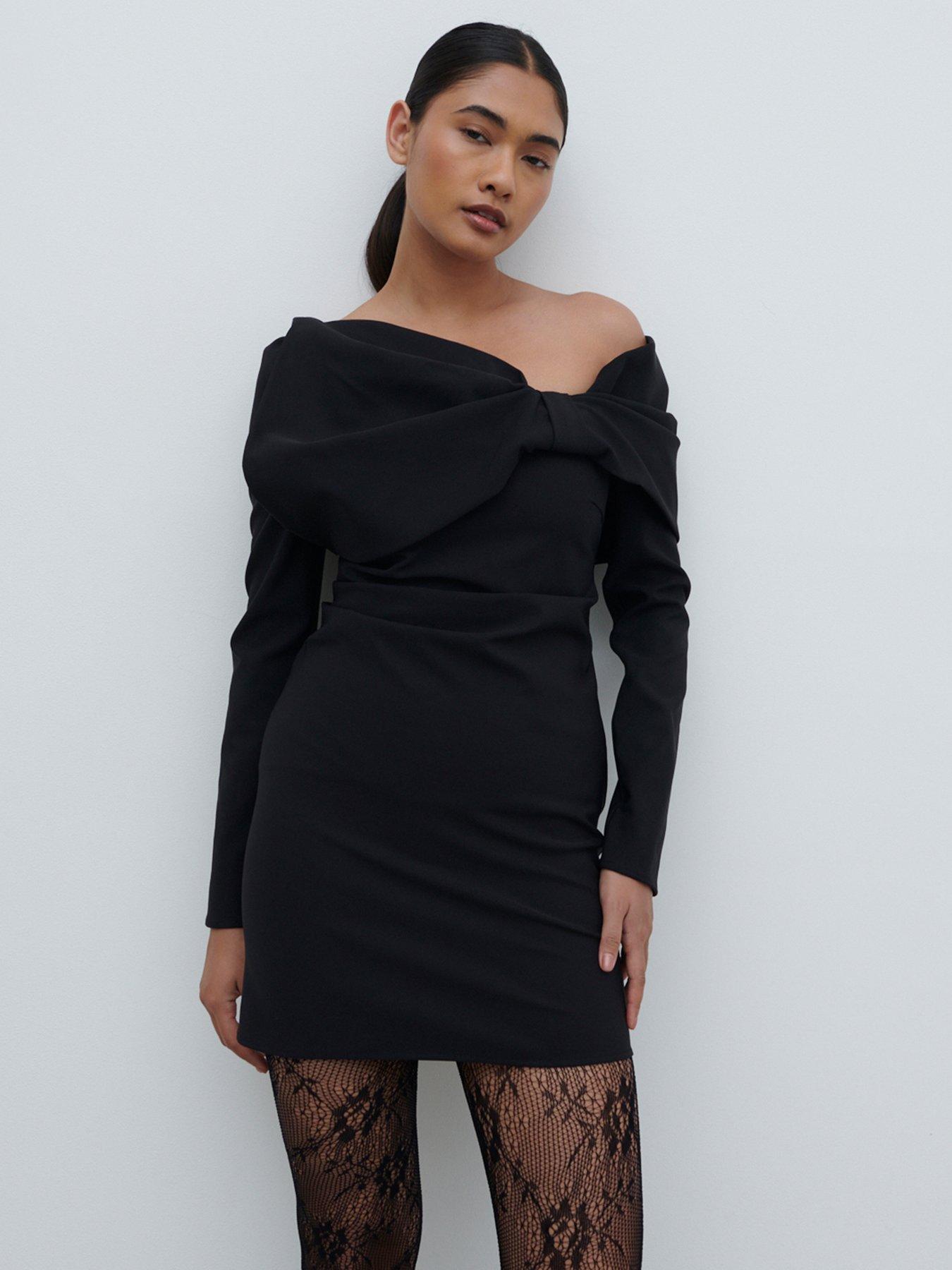 undefined Naomi Exaggerated Bow Mini Dress - Black
