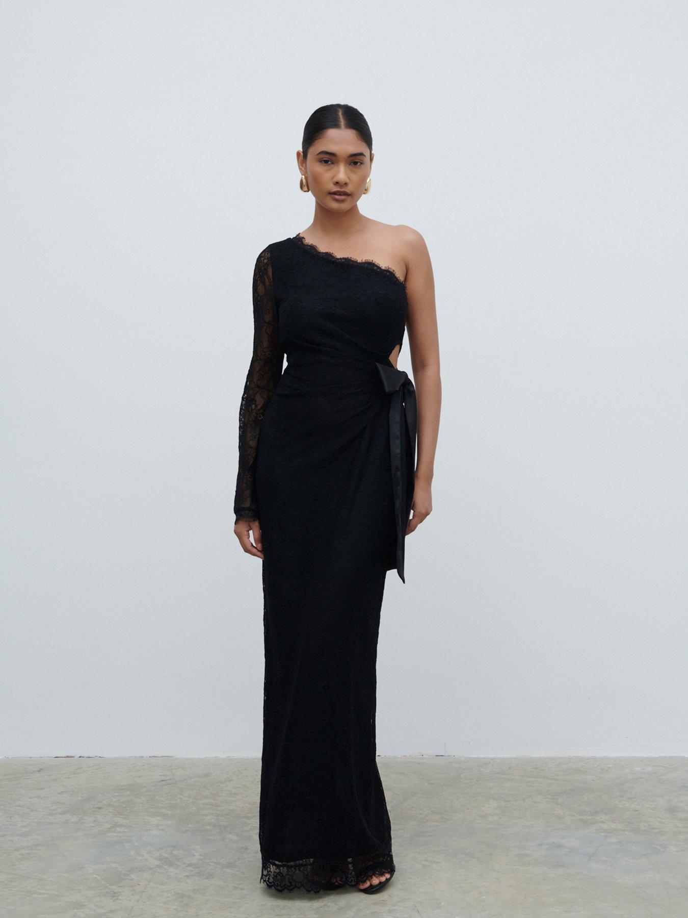 open lace back dress Zana One Shoulder Maxi Dress with Lace Back main image 0