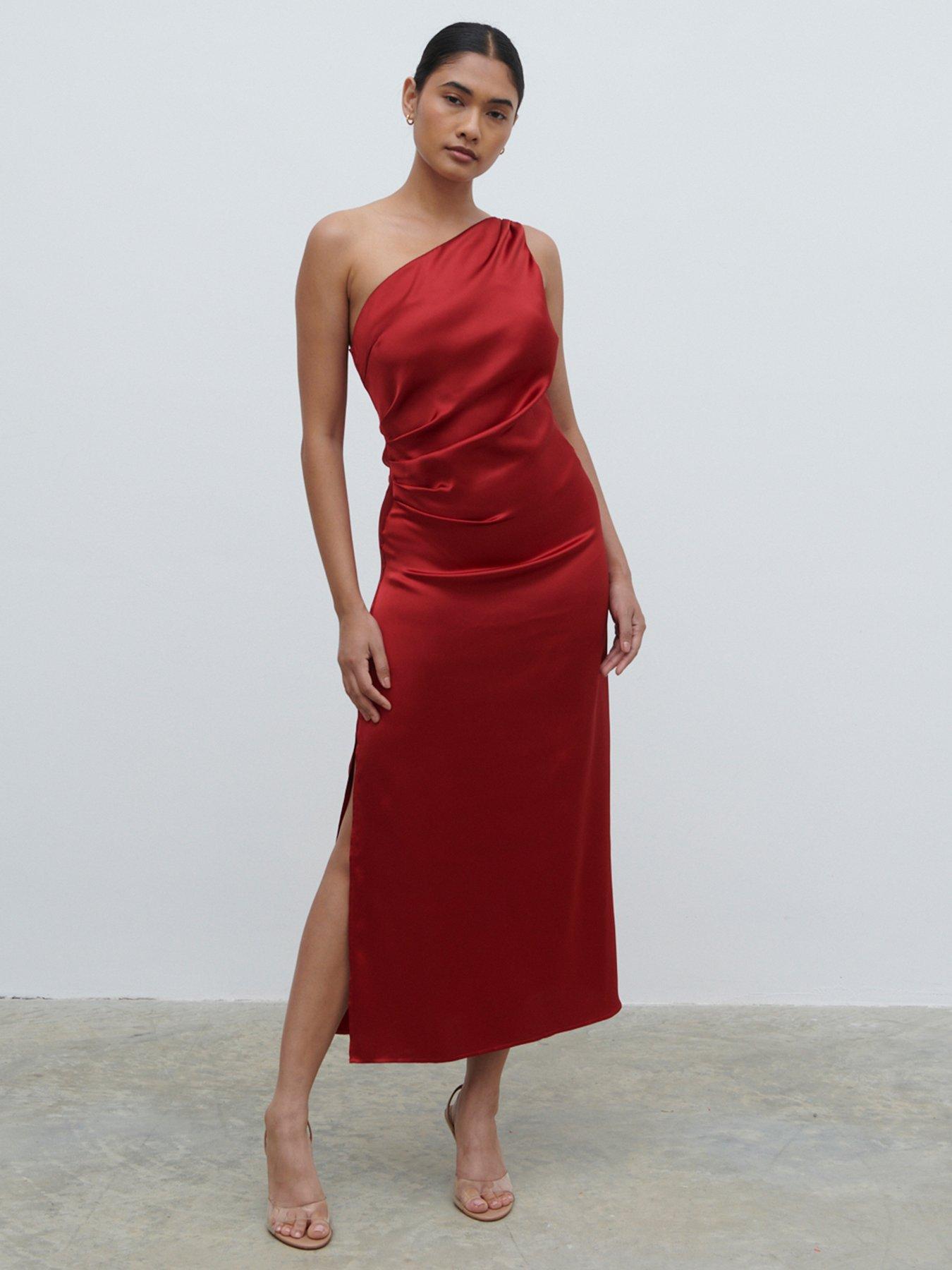 undefined Amelia Ruched Midaxi Dress - Red