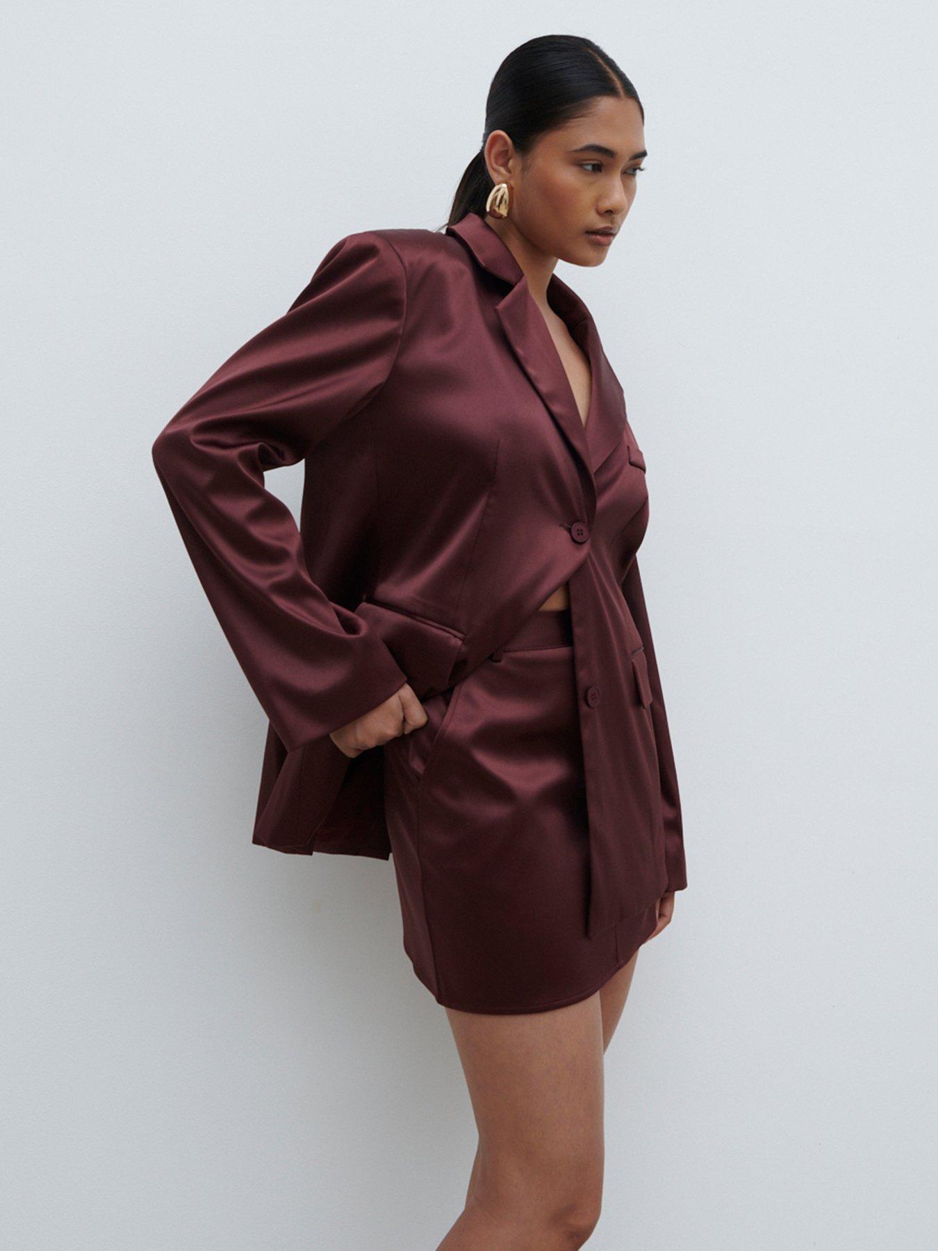 undefined Beck Satin Tailored Mini Skirt - Wine
