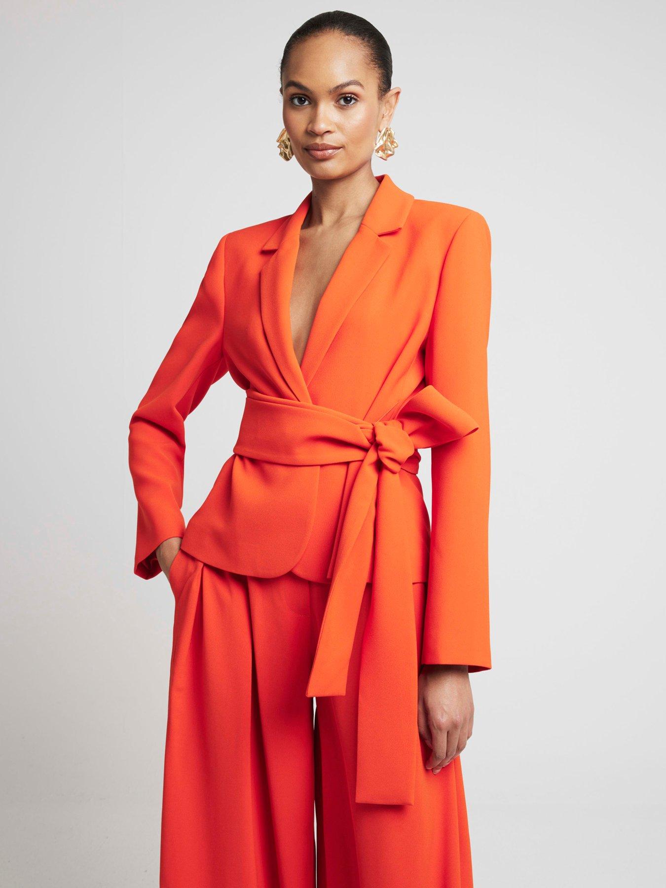 undefined Double Tie Blazer - Red