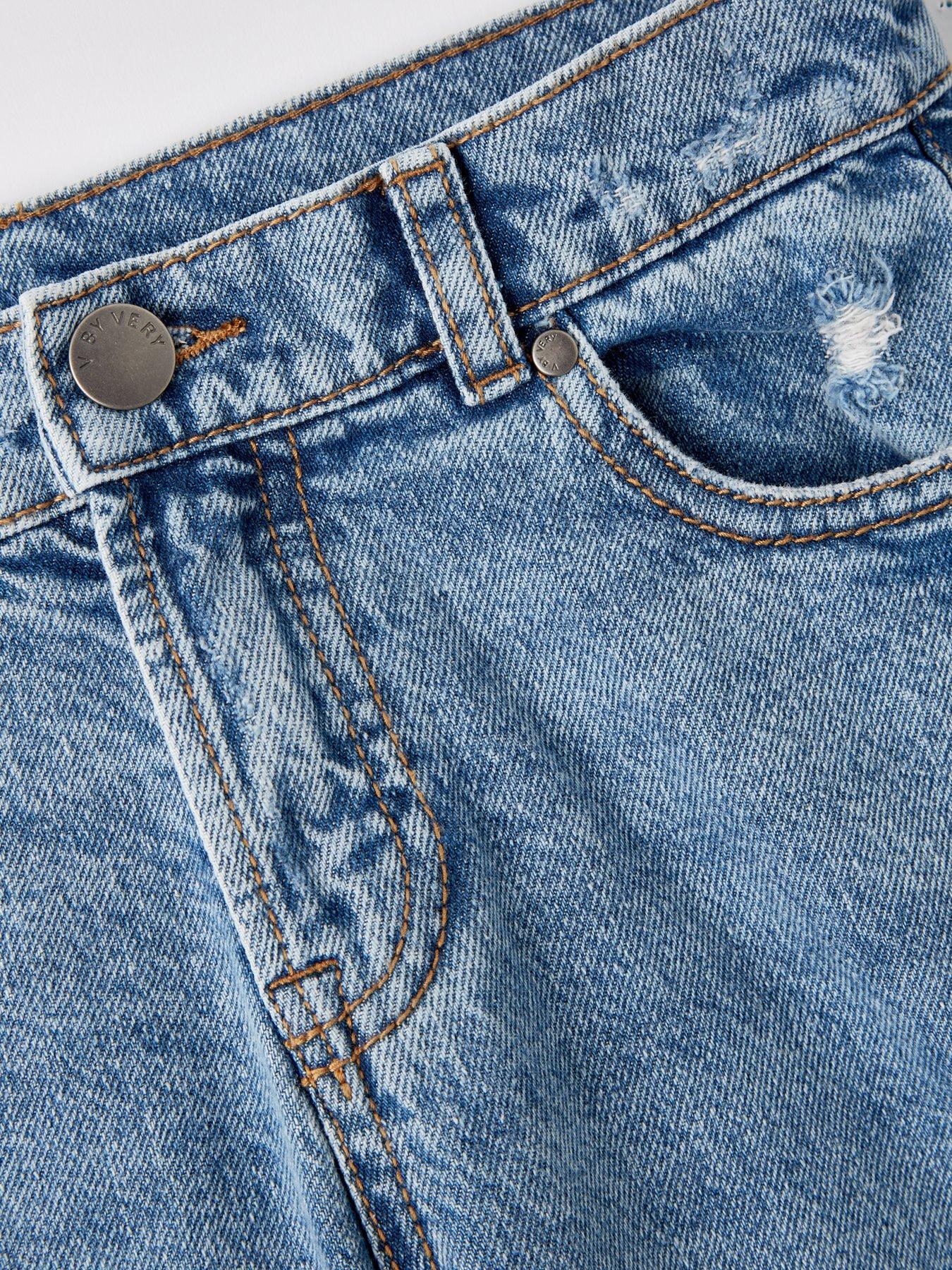 Image 4 of 5 of V by Very Girls Wide Leg Denim Jeans - Blue