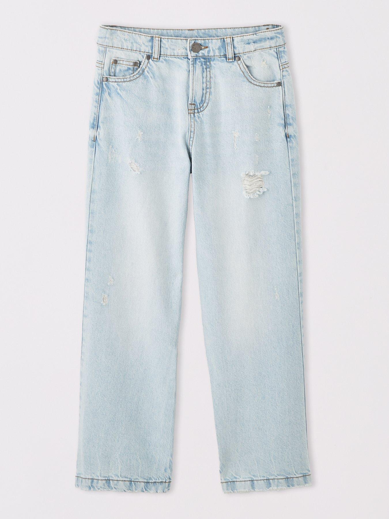 undefined Girls Wide Leg Denim Jean - Blue