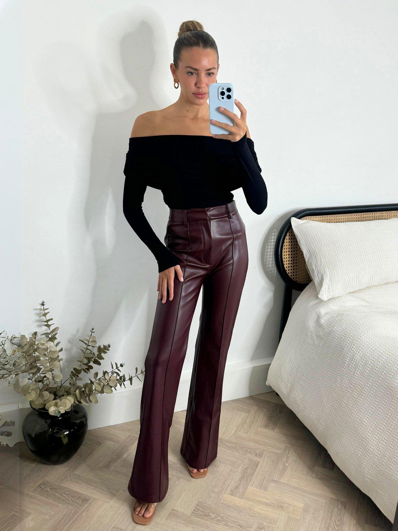 Style Cheat Pu Wide Leg Trouser - Red