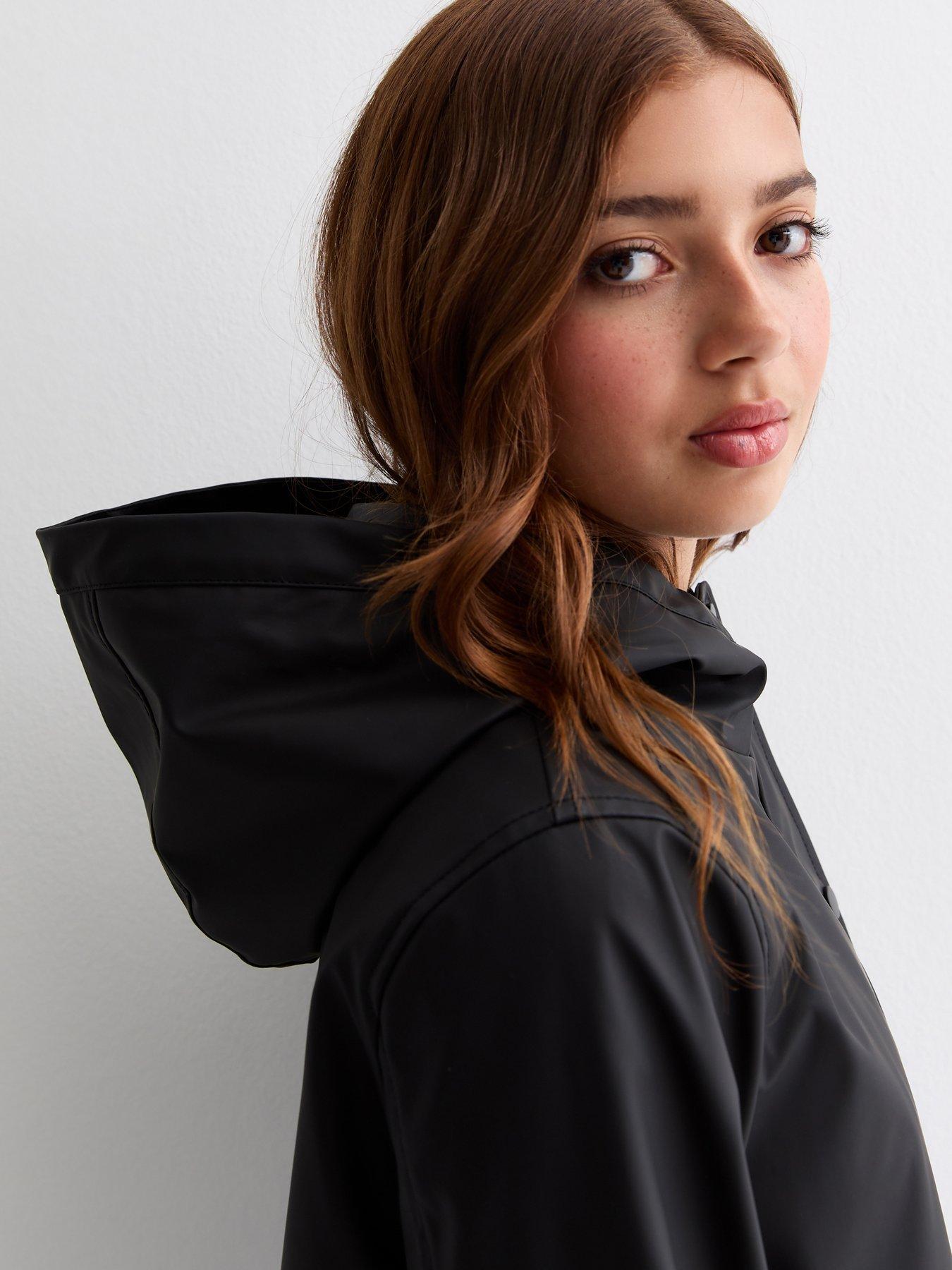 Girls black raincoat clearance
